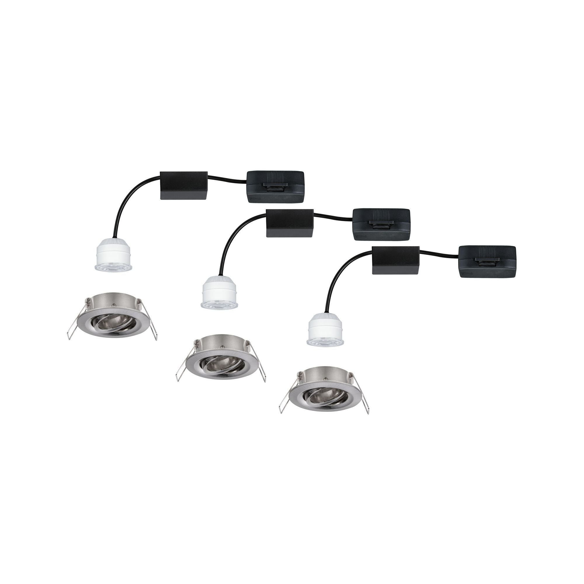 LED Einbauleuchte Nova Mini Coin Basisset schwenkbar rund 66mm 15° Coin 3x4W 3x310lm 230V 2700K Eisen gebürstet