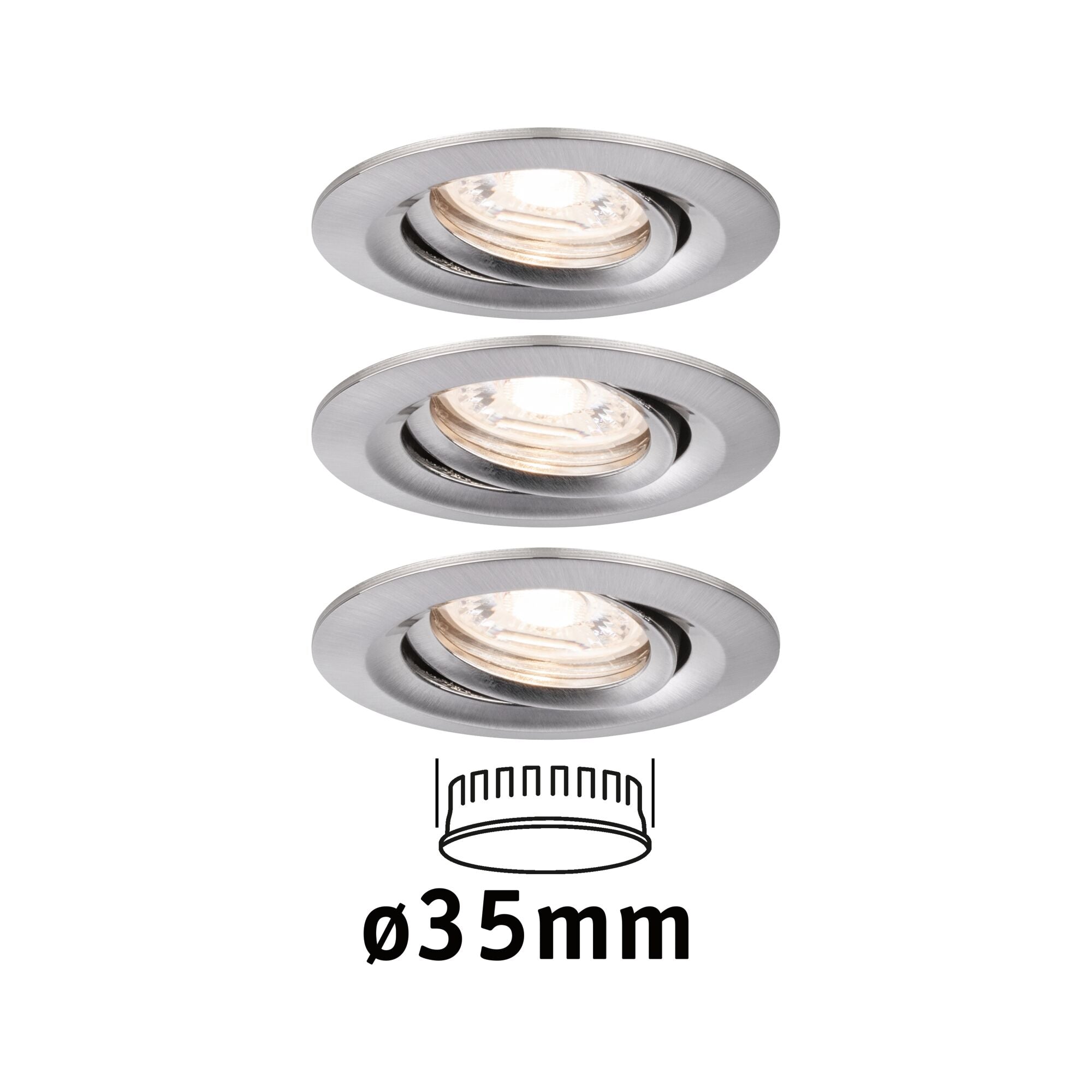 LED Einbauleuchte Nova Mini Coin Basisset schwenkbar rund 66mm 15° Coin 3x4W 3x310lm 230V 2700K Eisen gebürstet