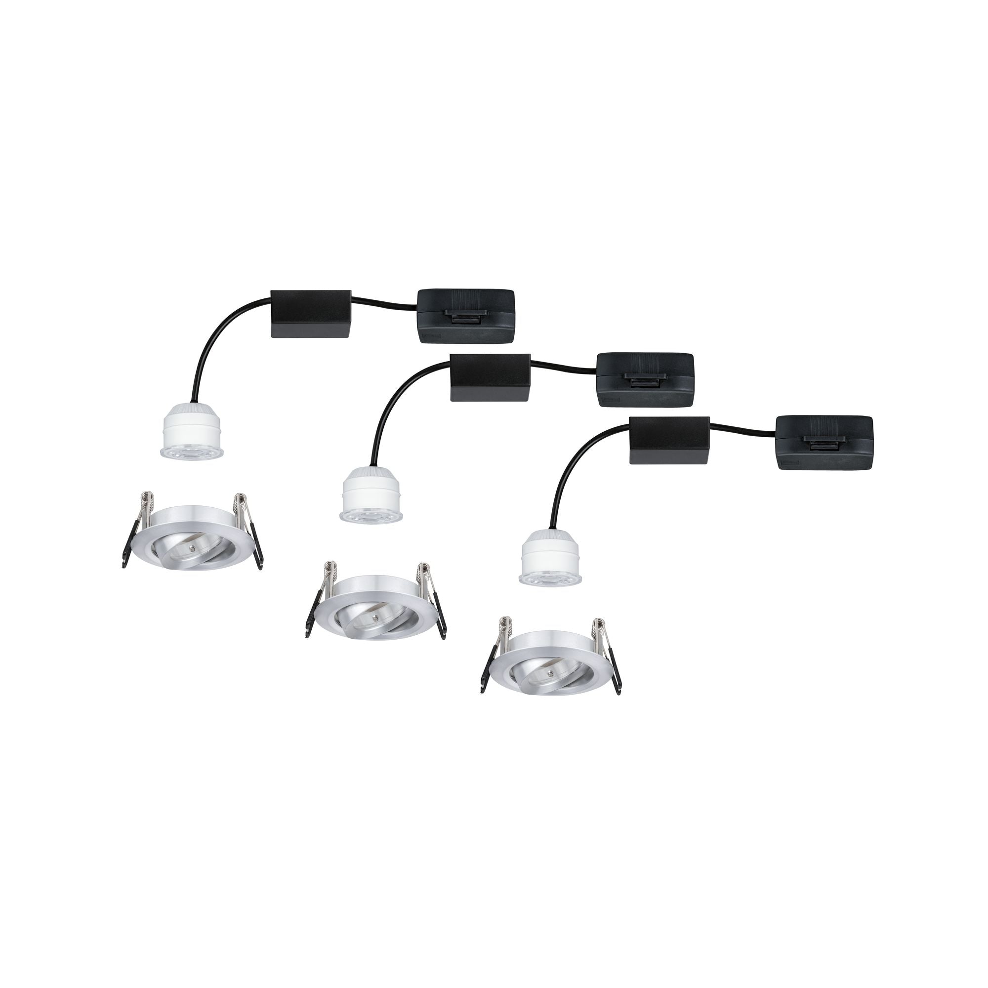 LED Einbauleuchte Nova Mini Coin Basisset schwenkbar rund 66mm 15° Coin 3x4W 3x310lm 230V 2700K Alu gedreht