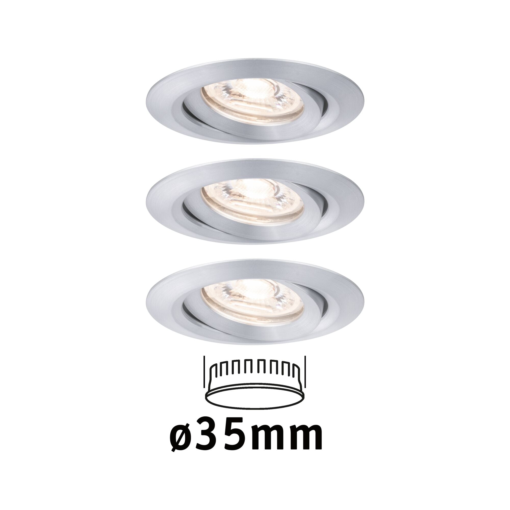 LED Einbauleuchte Nova Mini Coin Basisset schwenkbar rund 66mm 15° Coin 3x4W 3x310lm 230V 2700K Alu gedreht