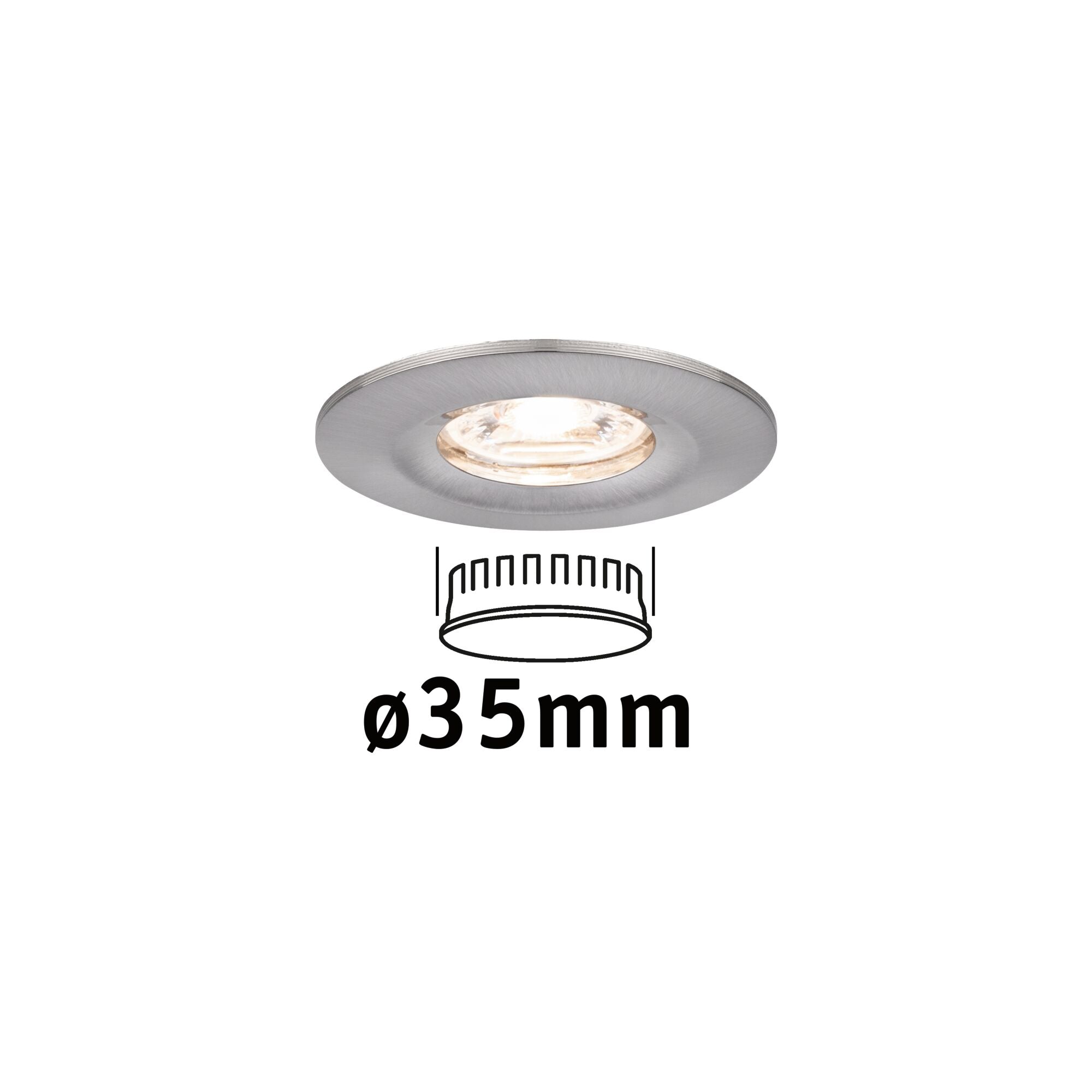 LED Einbauleuchte Nova Mini Coin Einzelleuchte starr IP44 rund 65mm Coin 4W 310lm 230V 2700K Eisen gebürstet