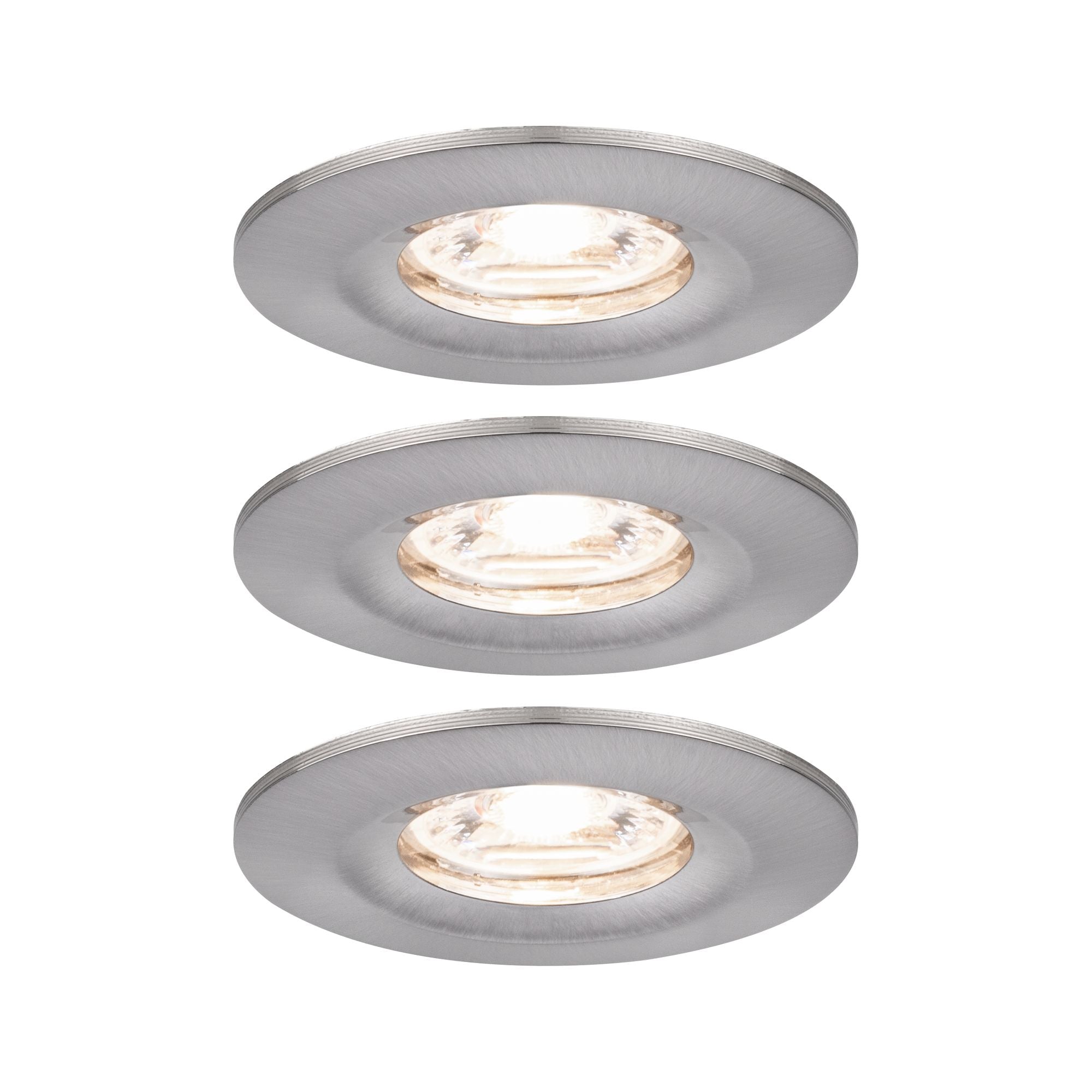 LED Einbauleuchte Nova Mini Coin Basisset starr IP44 rund 65mm Coin 3x4W 3x310lm 230V 2700K Eisen gebürstet