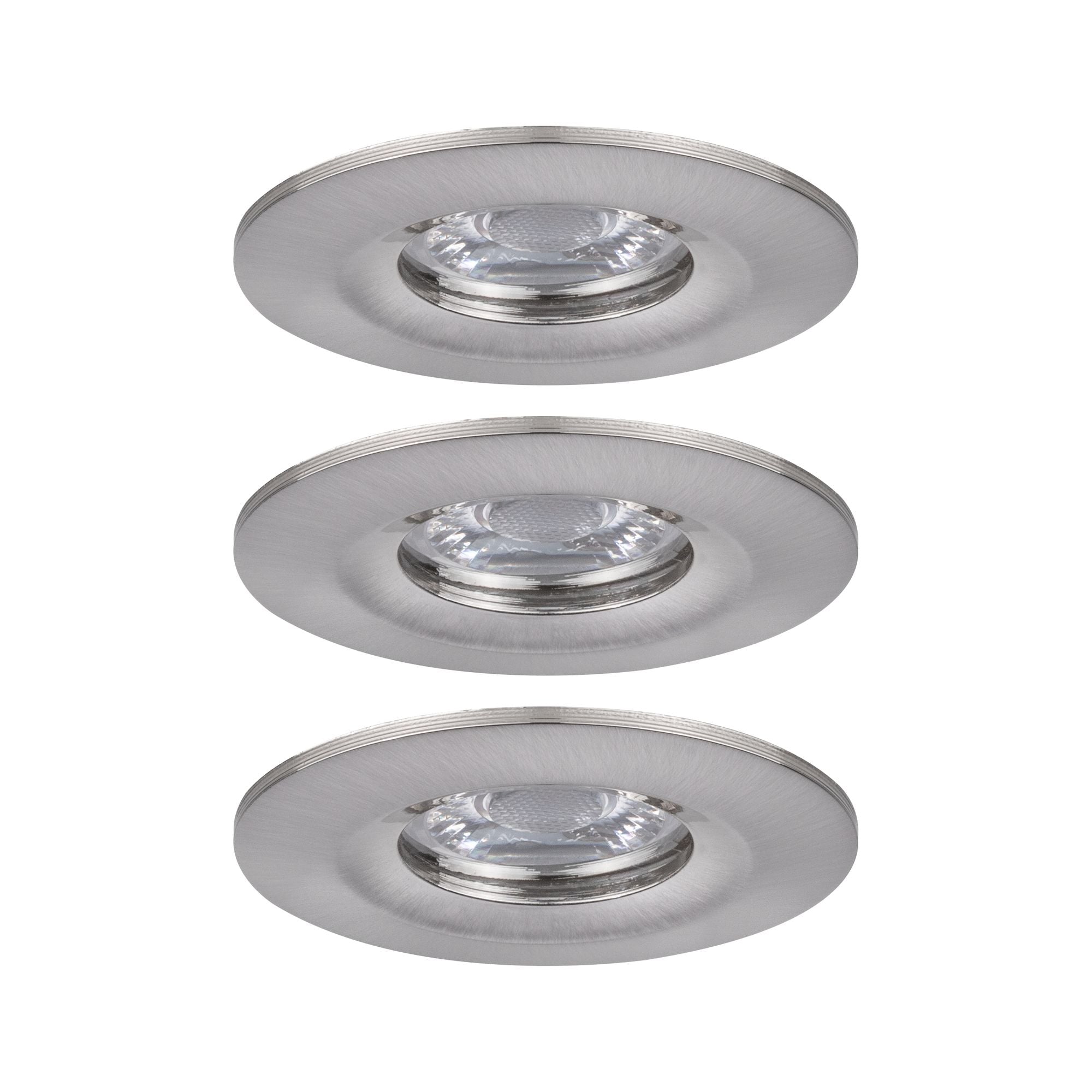 LED Einbauleuchte Nova Mini Coin Basisset starr IP44 rund 65mm Coin 3x4W 3x310lm 230V 2700K Eisen gebürstet