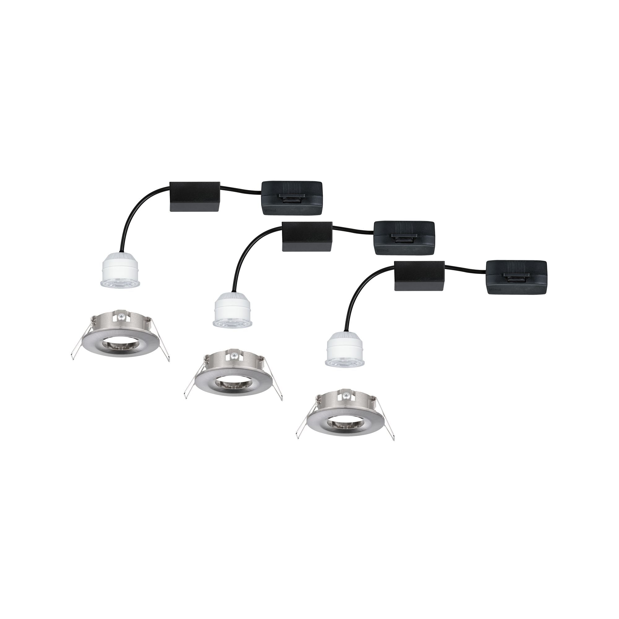 LED Einbauleuchte Nova Mini Coin Basisset starr IP44 rund 65mm Coin 3x4W 3x310lm 230V 2700K Eisen gebürstet