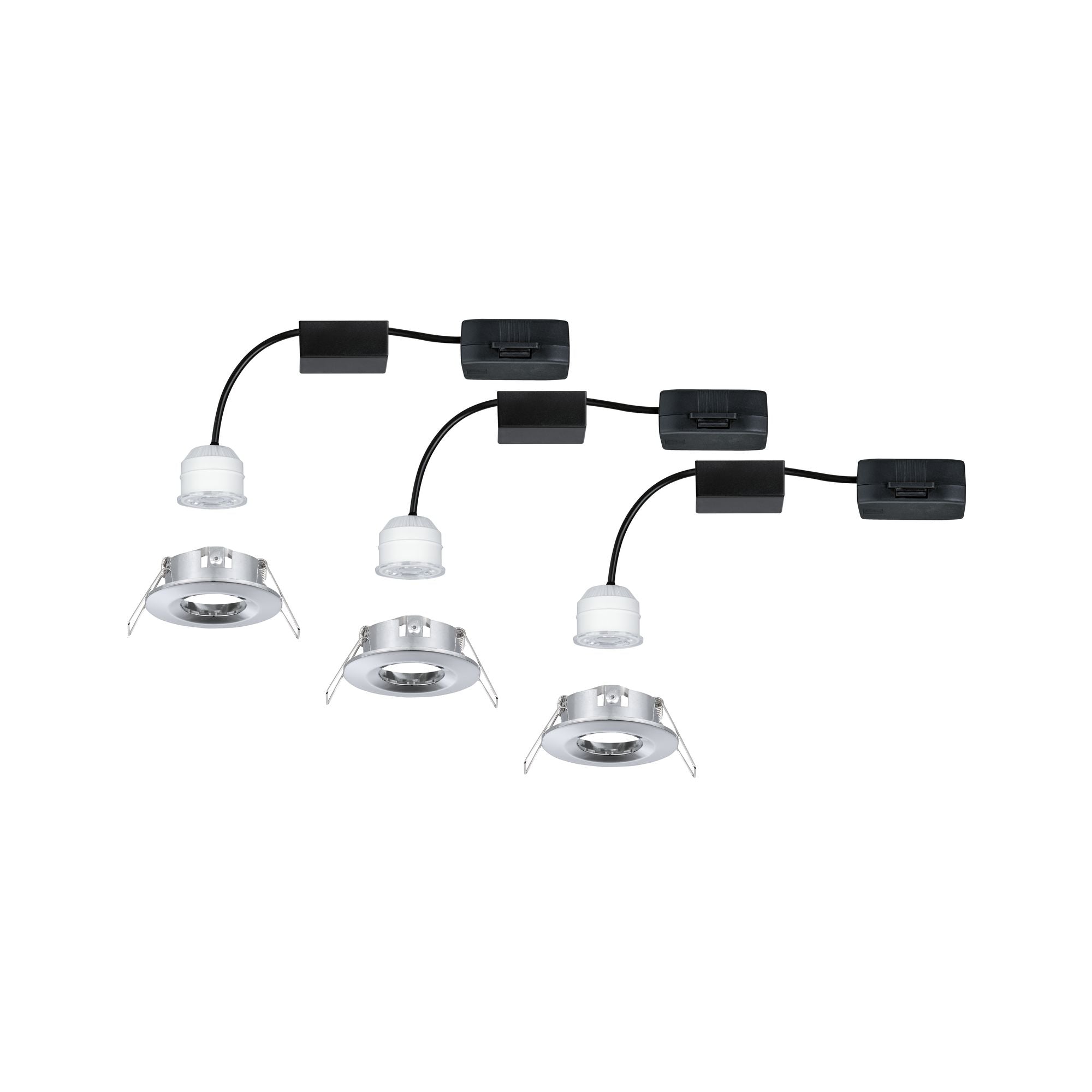 LED Einbauleuchte Nova Mini Coin Basisset starr IP44 rund 65mm Coin 3x4W 3x310lm 230V 2700K Chrom