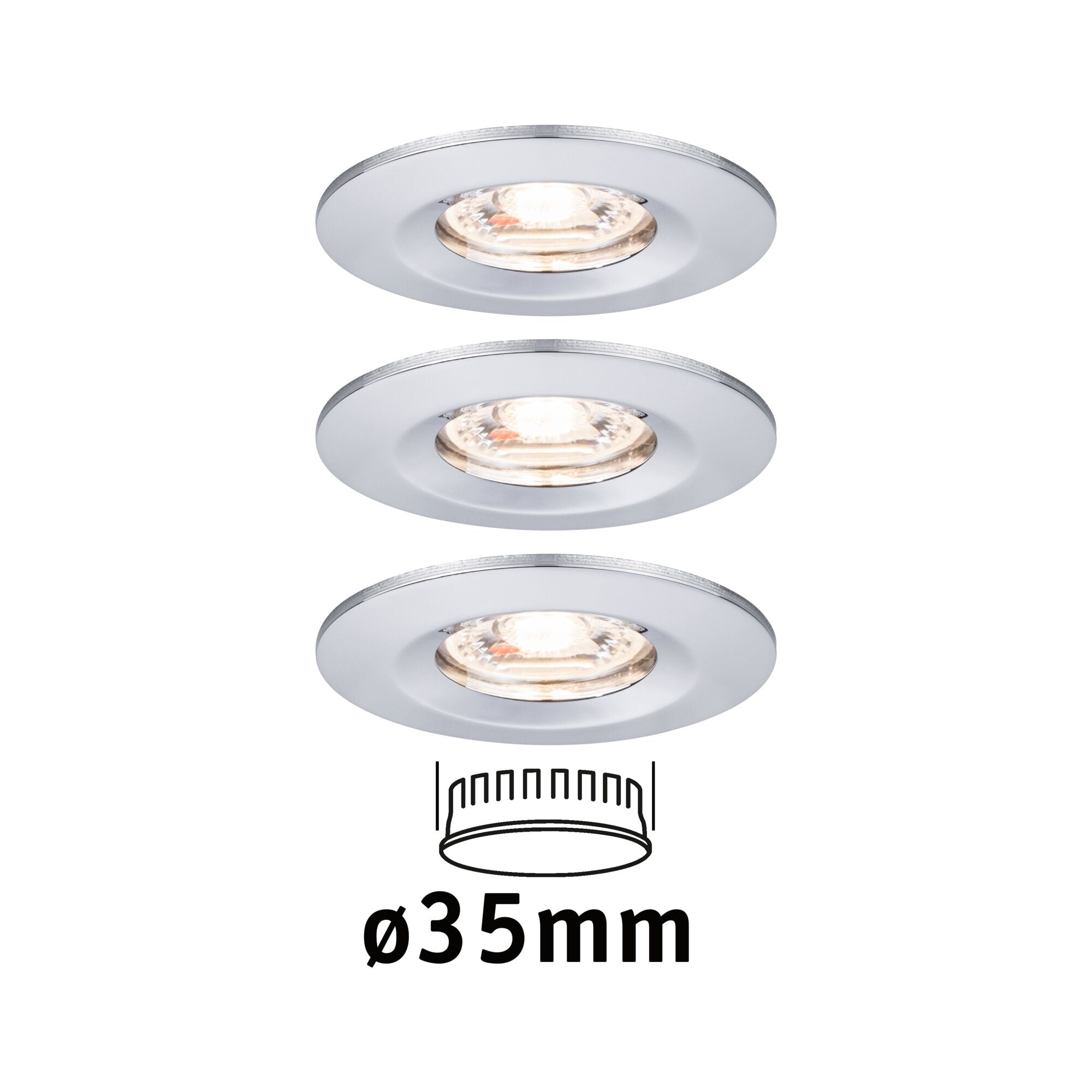 LED Einbauleuchte Nova Mini Coin Basisset starr IP44 rund 65mm Coin 3x4W 3x310lm 230V 2700K Chrom