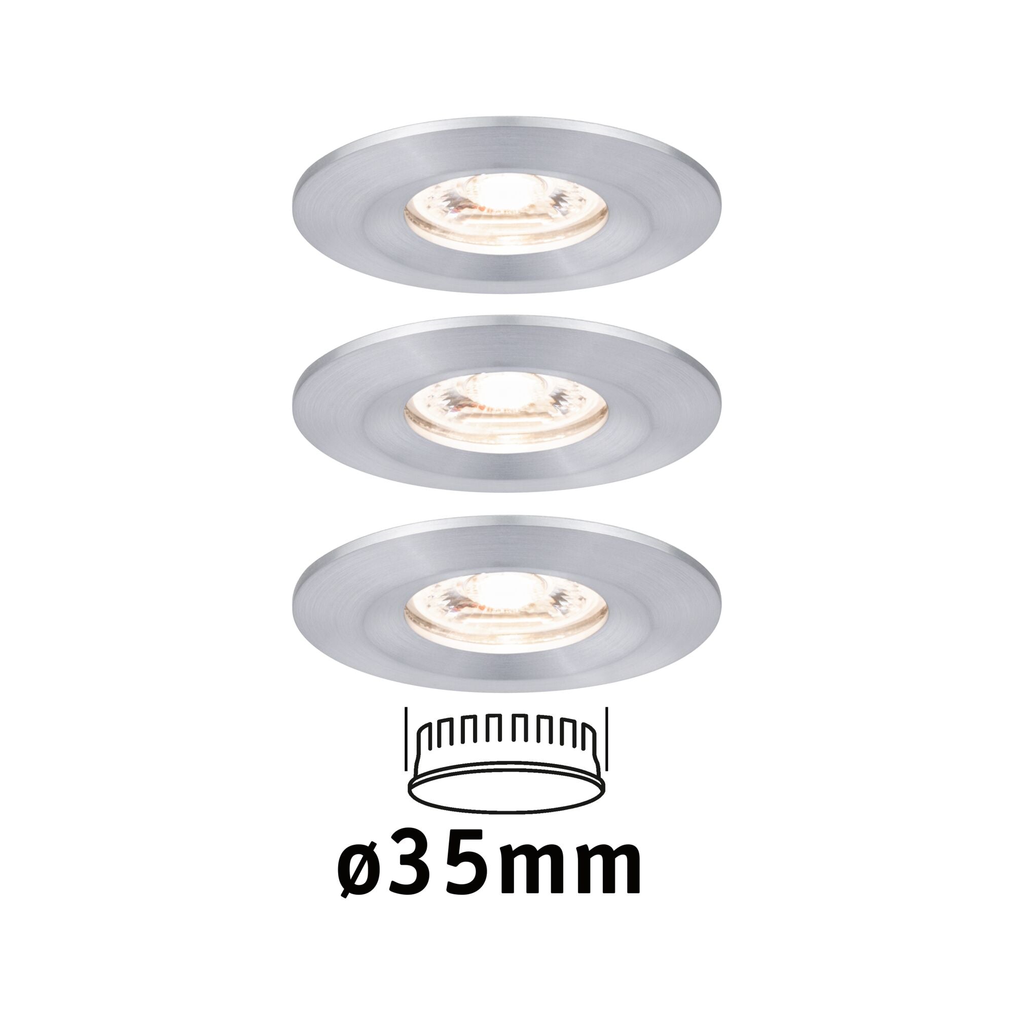 LED Einbauleuchte Nova Mini Coin Basisset starr IP44 rund 65mm Coin 3x4W 3x310lm 230V 2700K Alu gedreht