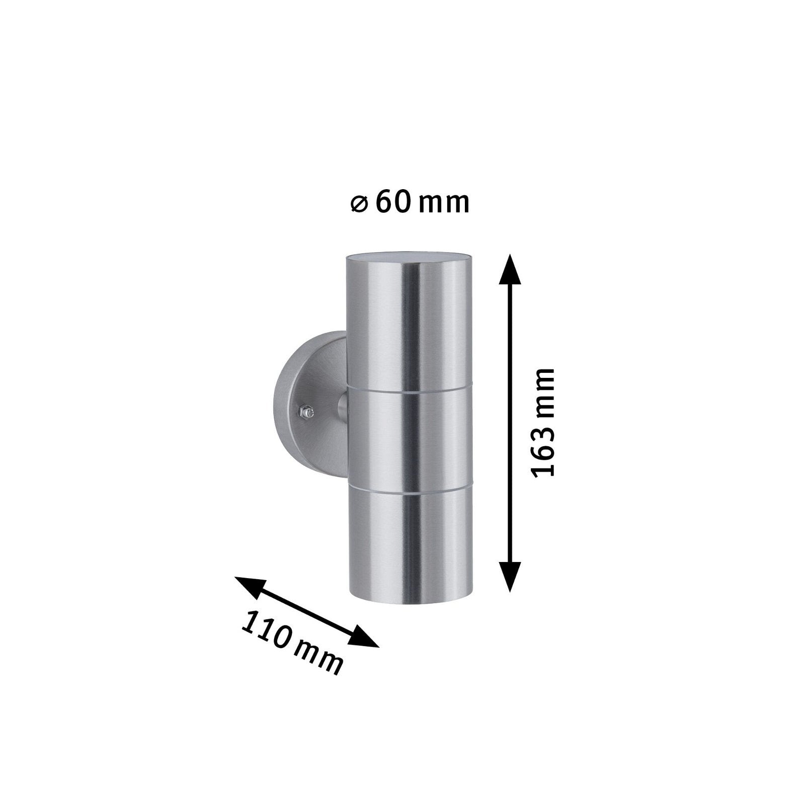  Außenwandleuchte Flame  IP44 60mm max. 2x10W 230V Edelstahl gebürstet Edelstahl