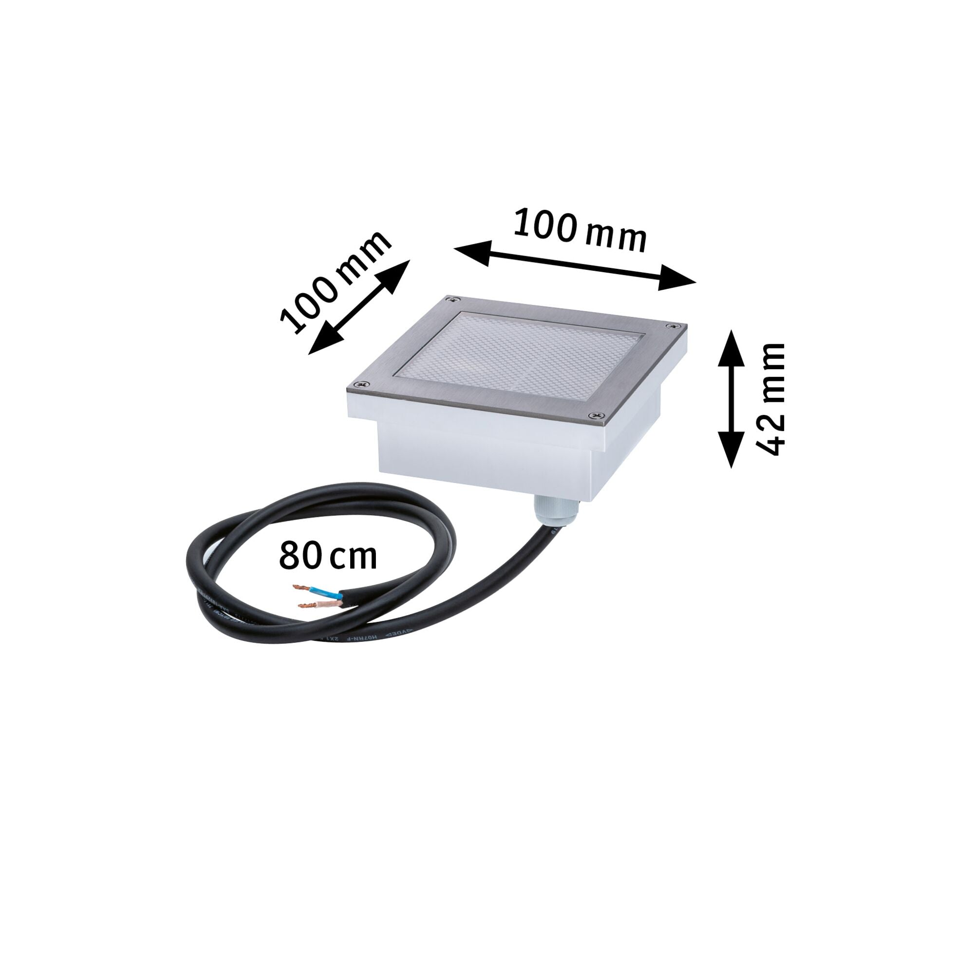 LED Bodeneinbauleuchte Brick  Bewegungsmelder IP67 100x100mm 3000K 0,8W 25lm 230V Alu/Grau Metall/Edelstahl