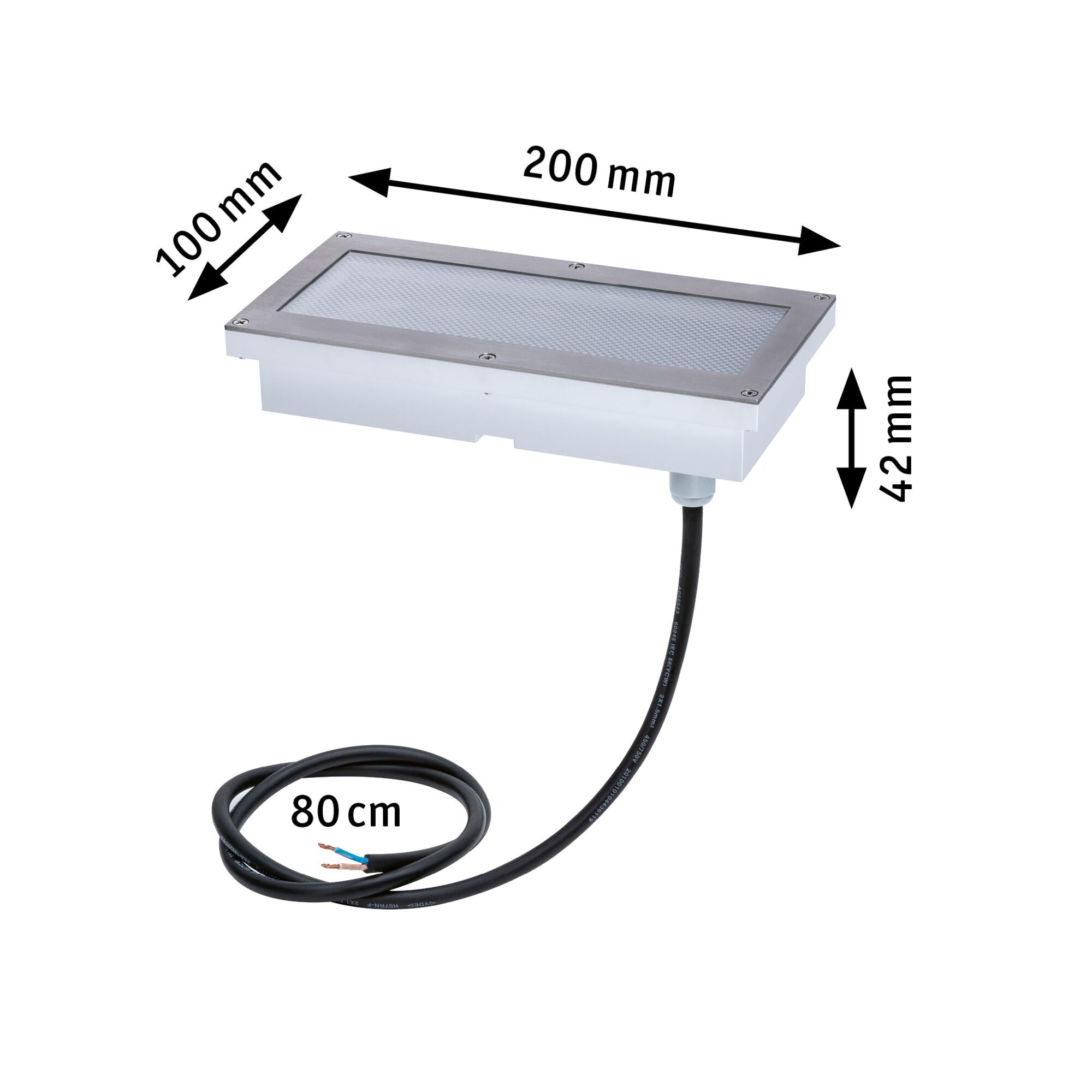 LED Bodeneinbauleuchte Brick  Bewegungsmelder IP67 200x100mm 3000K 1,6W 50lm 230V Alu/Grau Metall/Edelstahl