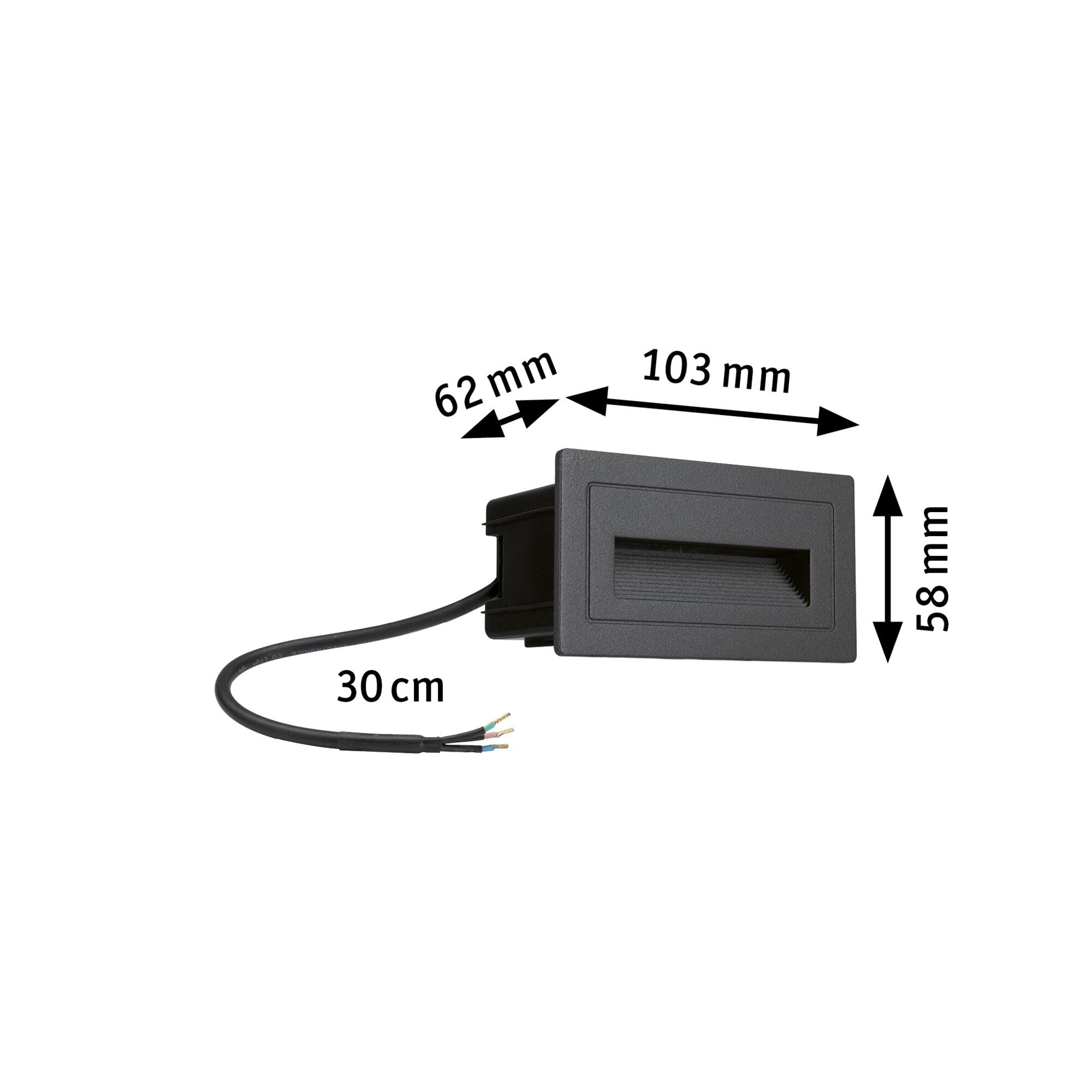 LED Außenwandleuchte Long IP44 eckig 103x58mm 3000K 4W 30lm 230V Schwarz Aluminium