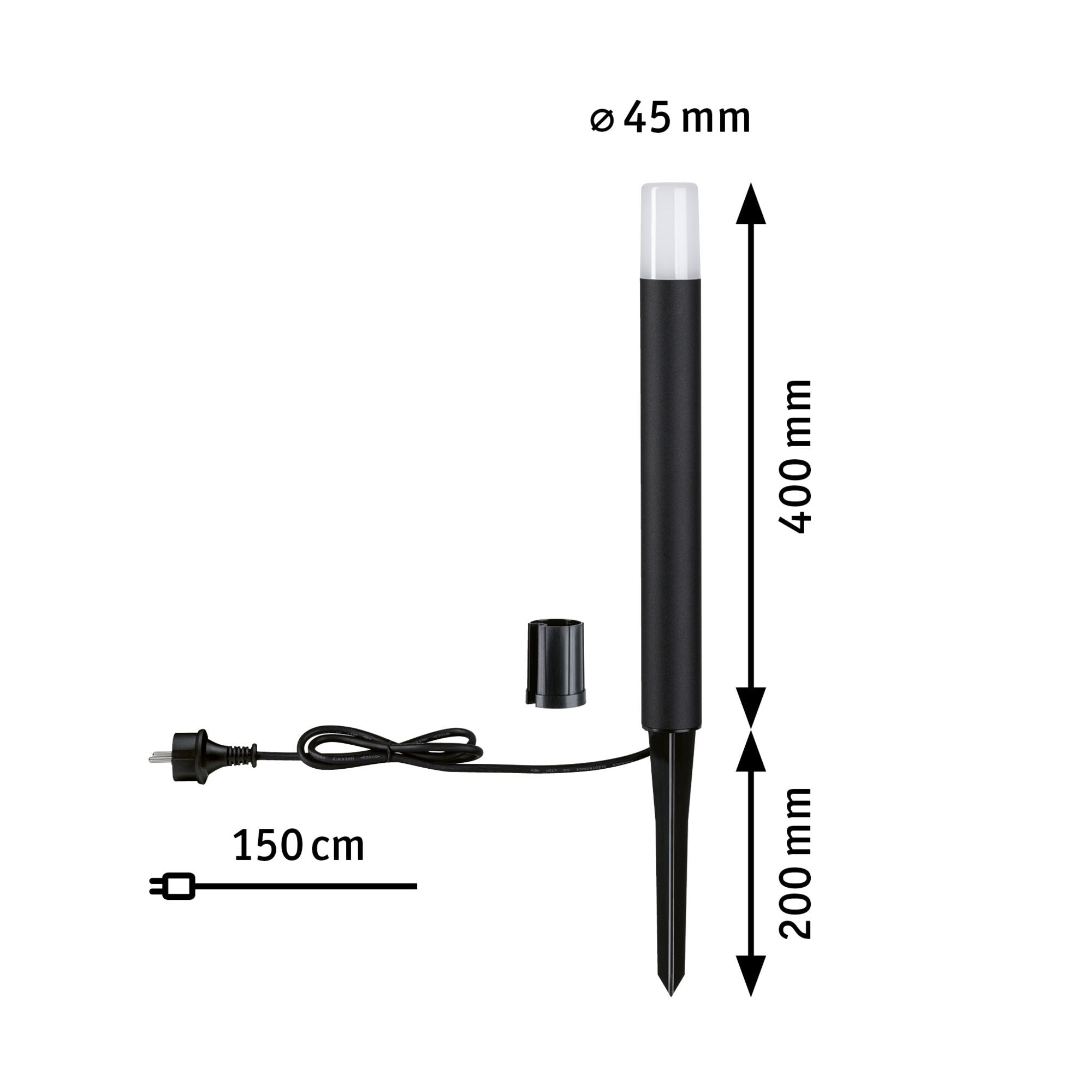 LED Pollerleuchte Flarea IP65 400mm 3000K 3,1W 280lm 230V Schwarz Aluminium