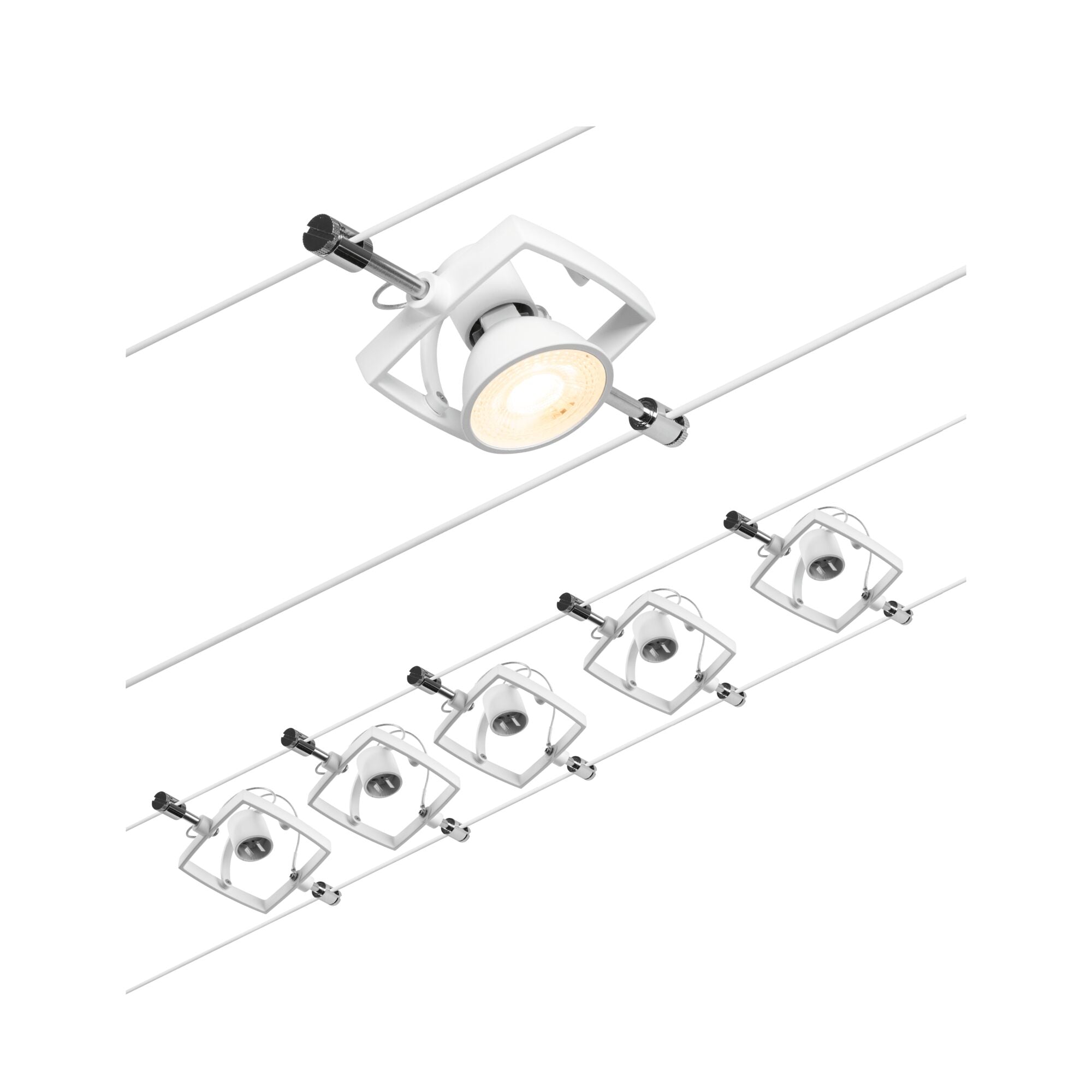 CorDuo Mac II  Basisset GU5,3 max. 5x10W 230/12V Weiß matt/Chrom