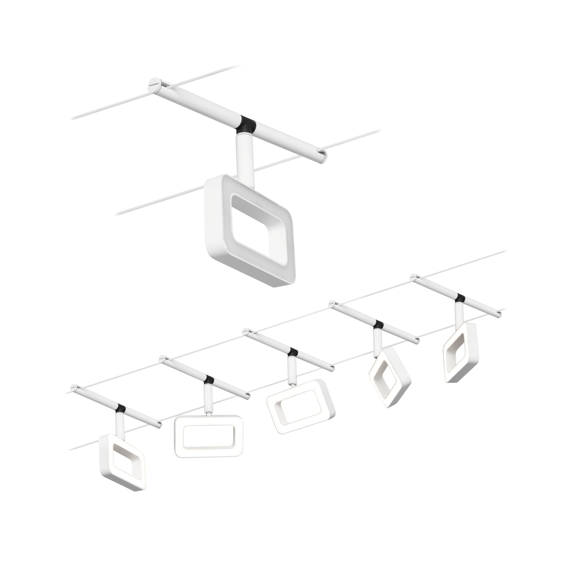 CorDuo Frame  Basisset 5x280lm 5x4,8W 3000K 230/12V Weiß matt/Chrom