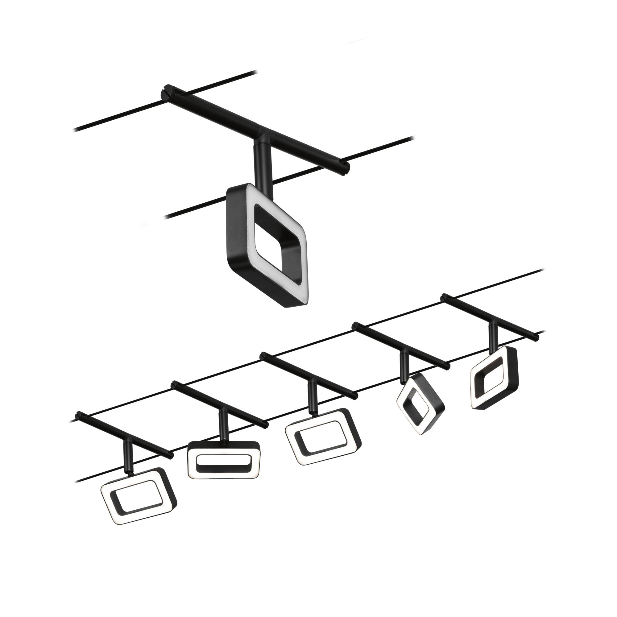 CorDuo Frame  Basisset 5x280lm 5x4,8W 3000K 230/12V Schwarz matt/Chrom