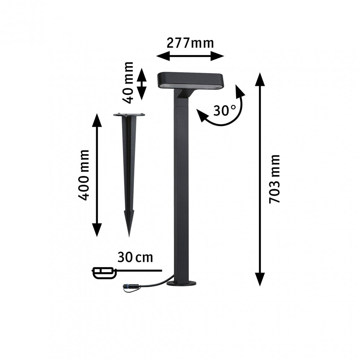  Plug & Shine LED Pollerleuchte Ito Horizontale Ausrichtung  IP65 3000K 6W Anthrazit