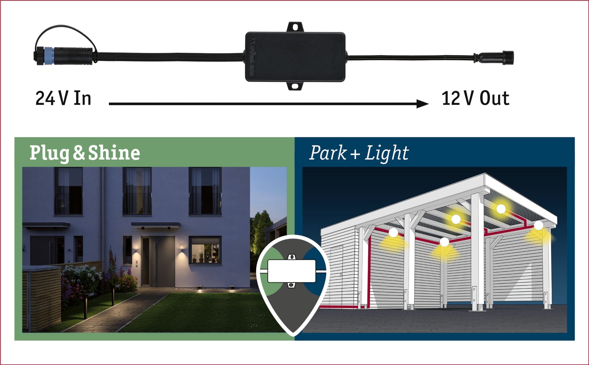 Park + Light 24V-12V IP67 Schwarz