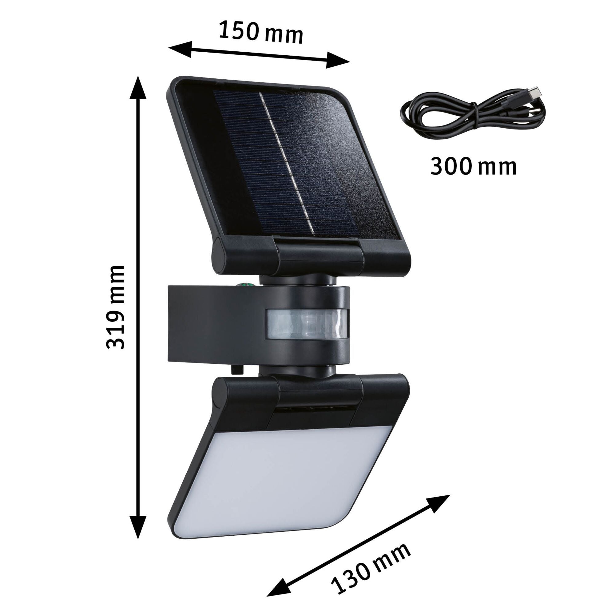 Solar Lesly IP65 eckig 150x130mm 3000K 12,5W 1000lm Anthrazit Kunststoff