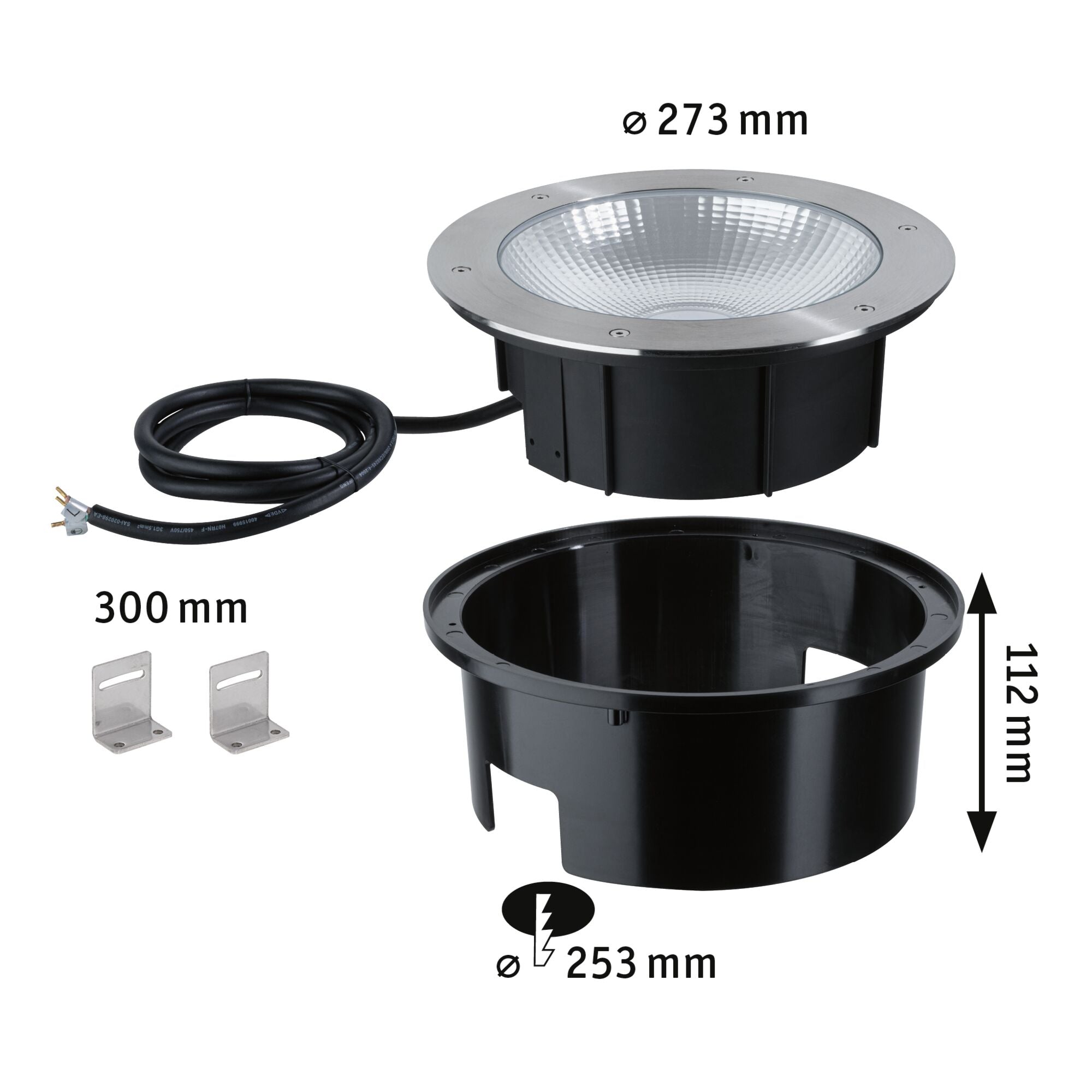 LED Bodeneinbauleuchte Durea IP67 rund 273mm 3000K 15W 1040lm 230V Edelstahl Metall