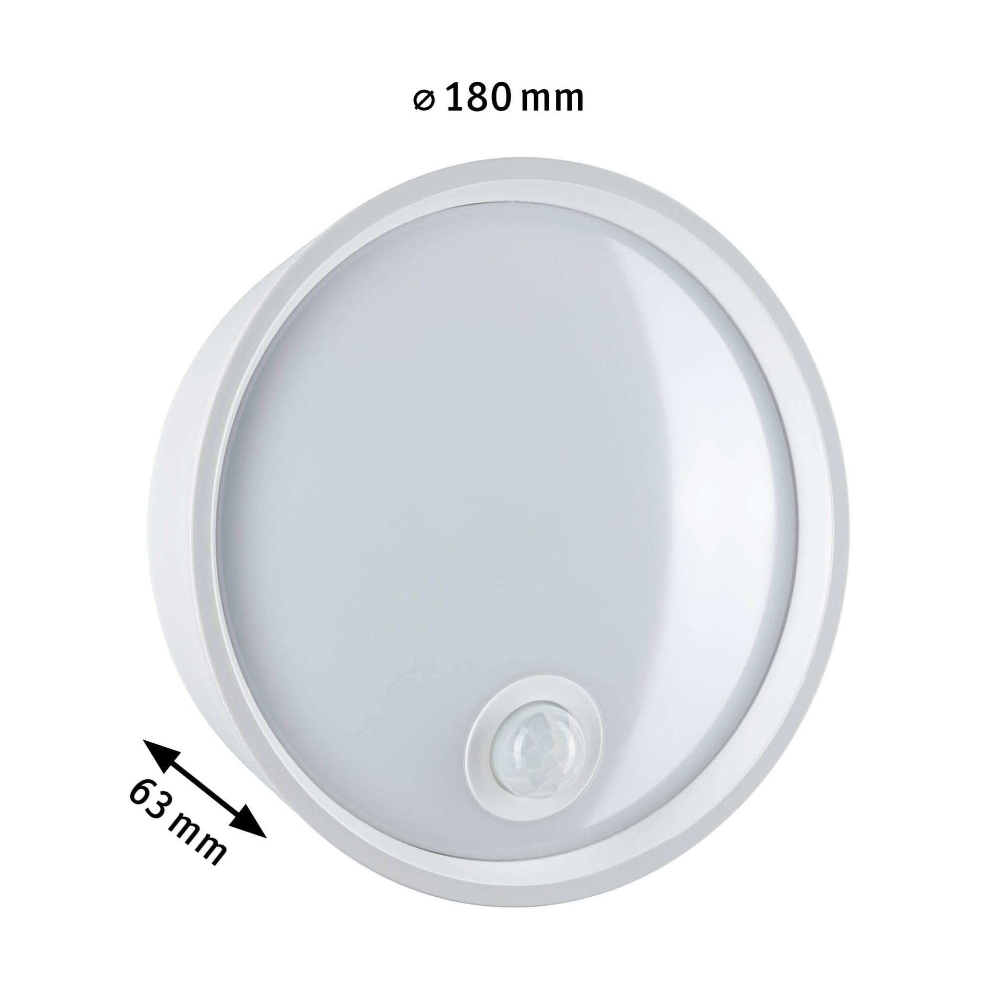 LED Außenwandleuchte Platomo  Bewegungsmelder seewasserresistent IP44 rund 180mm 3000K 14,5W 1200lm 230V Weiß Kunststoff