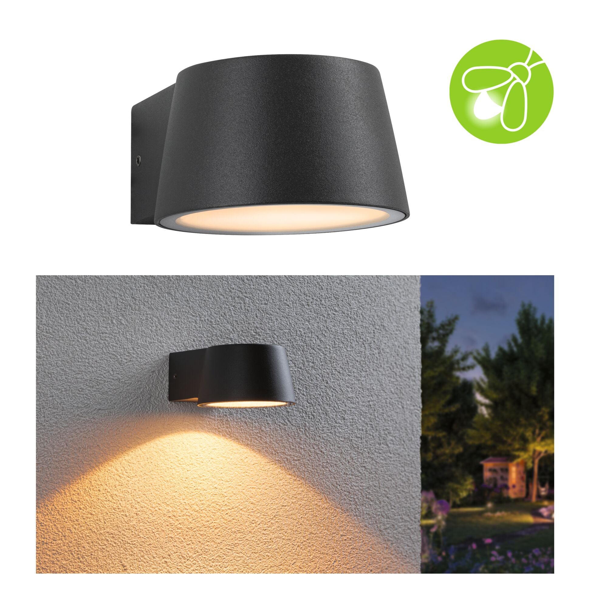 LED Außenwandleuchte Capera  insektenfreundlich IP44 96x128mm 2200K 6W 550lm 230V 98° Anthrazit Aluminium