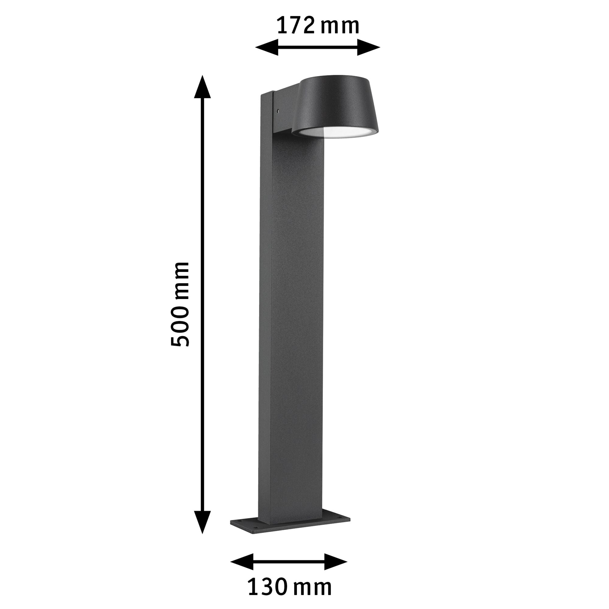 LED Pollerleuchte Capera IP44 500mm 2200K 6W 450lm 230V 98° Anthrazit Aluminium