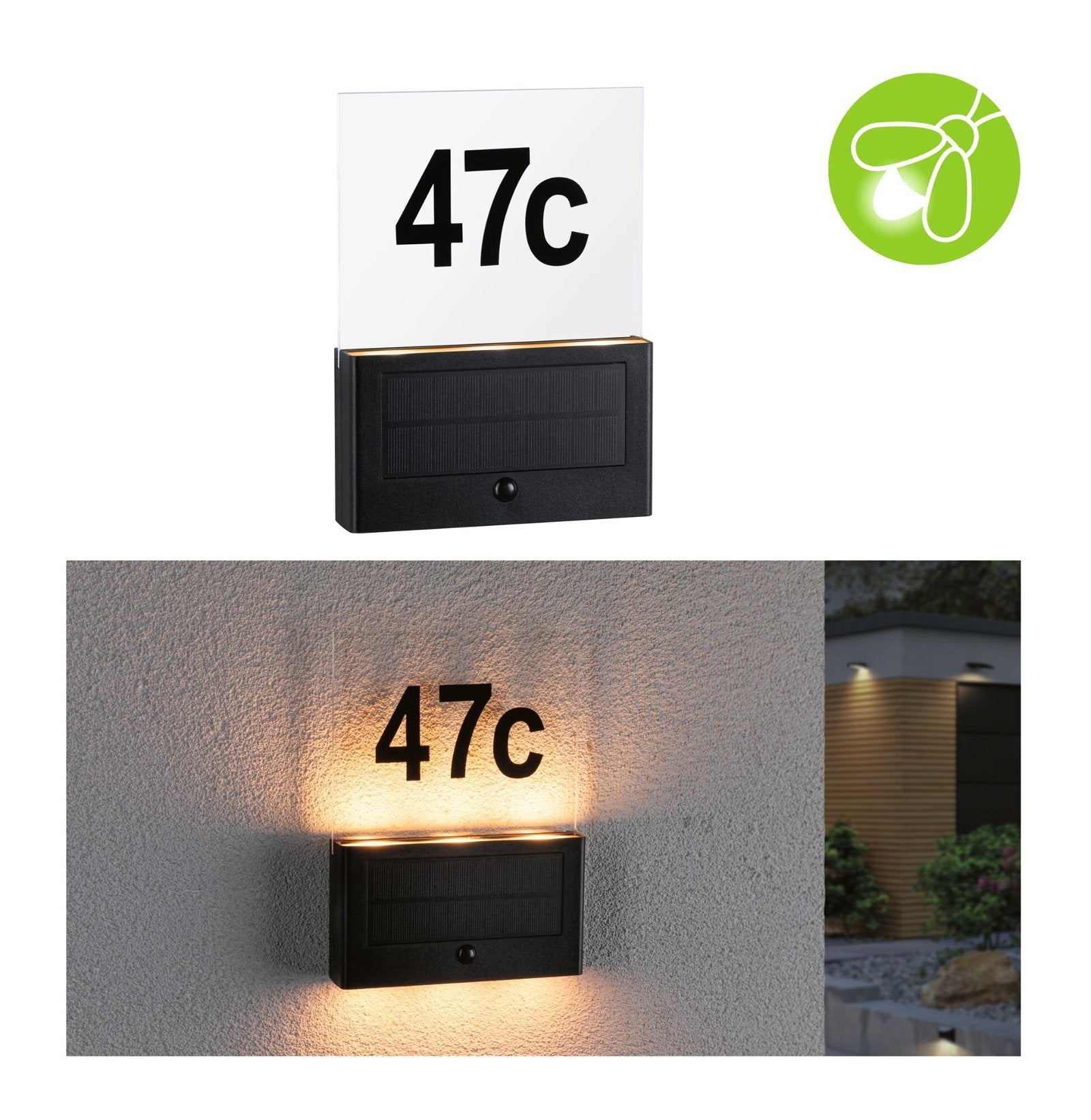  Solar LED Hausnummernleuchte Neda Bewegungsmelder insektenfreundlich  IP44 2200K 18lm Anthrazit