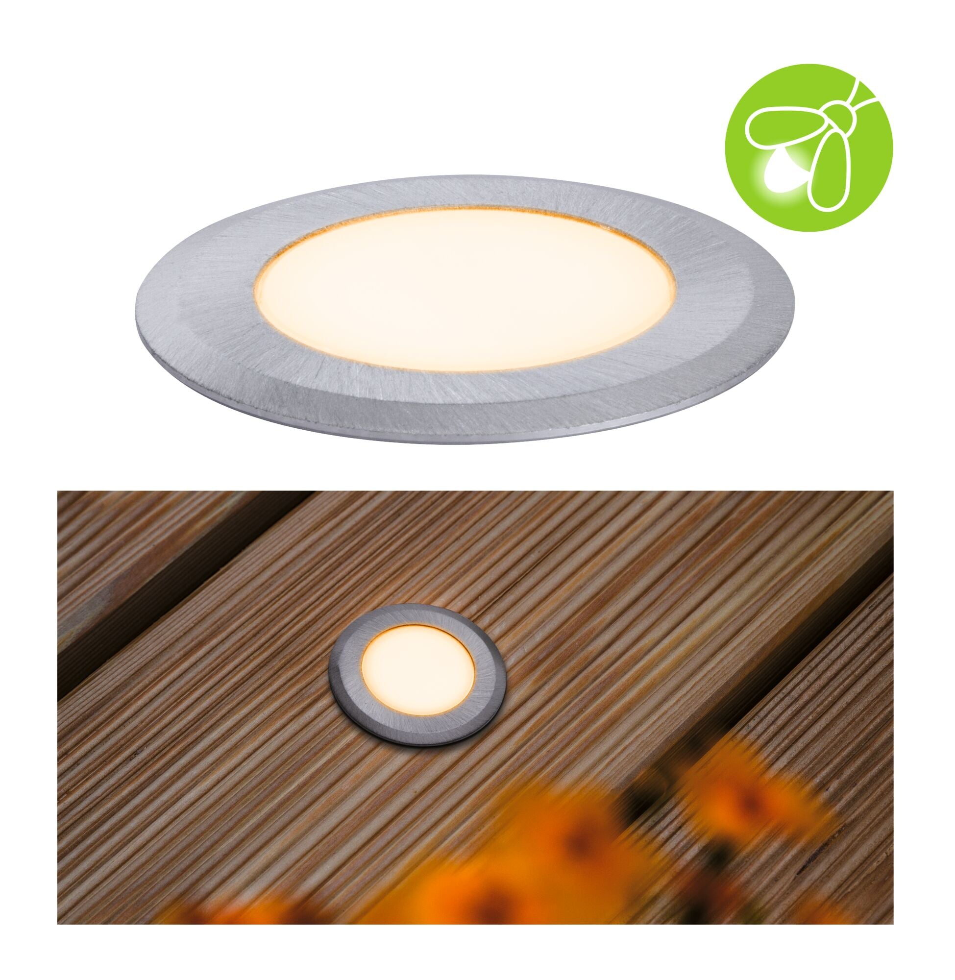 LED Bodeneinbauleuchte Goldlicht IP65 rund 50mm 2200K 2,2W 60lm 230V Alu Kunststoff/Metall