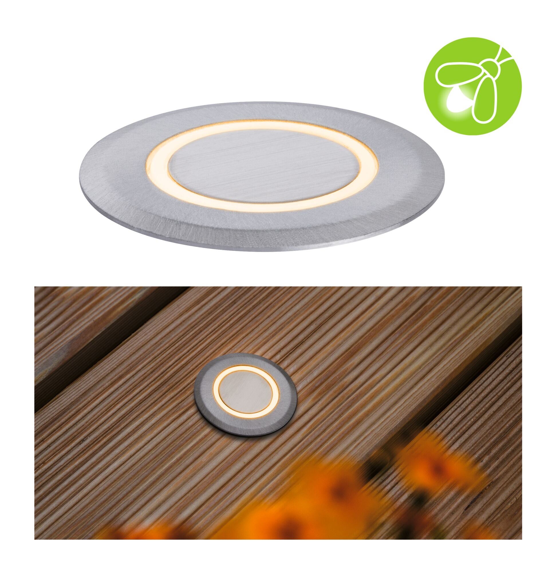 LED Bodeneinbauleuchte Goldlicht IP67 rund 50mm 2200K 2,2W 15lm 230V Alu Kunststoff/Metall