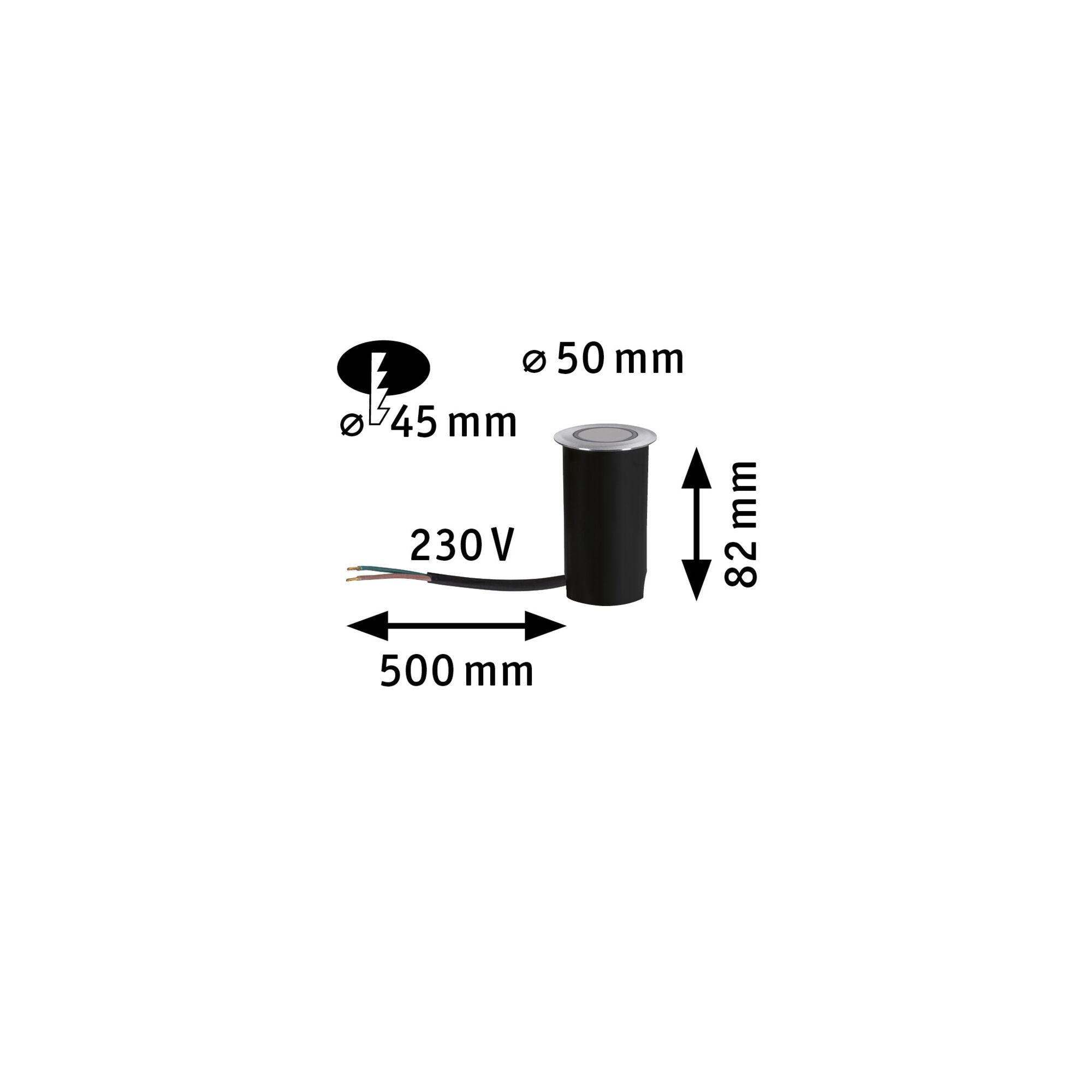 LED Bodeneinbauleuchte Goldlicht IP67 rund 50mm 2200K 2,2W 15lm 230V Alu Kunststoff/Metall