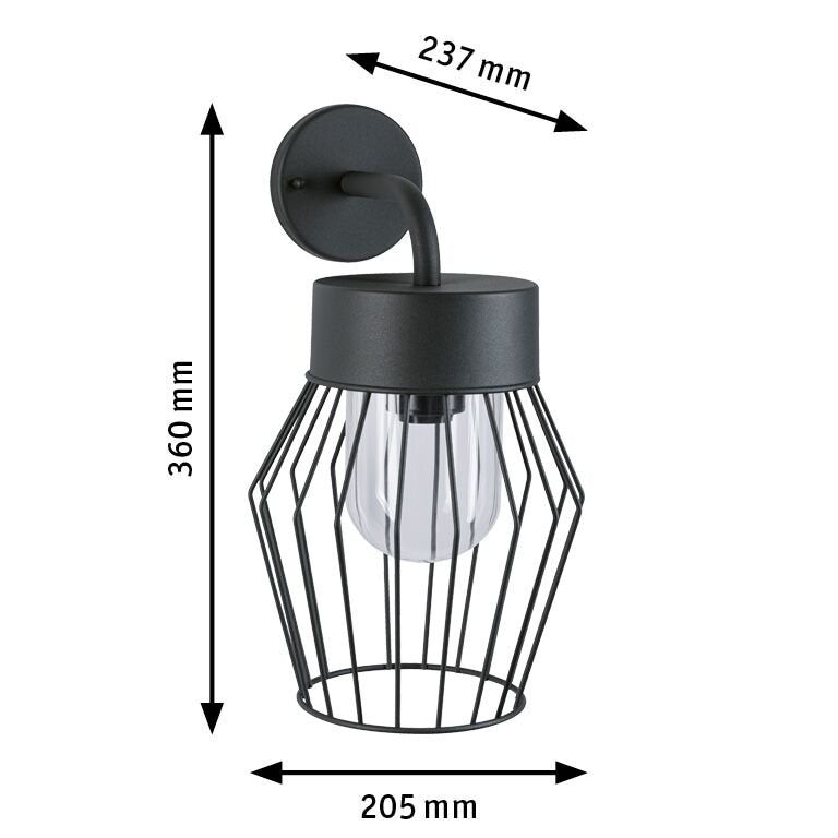  Außenwandleuchte Lanka  IP44 205x237mm max. 40W 230V Anthrazit Aluminium