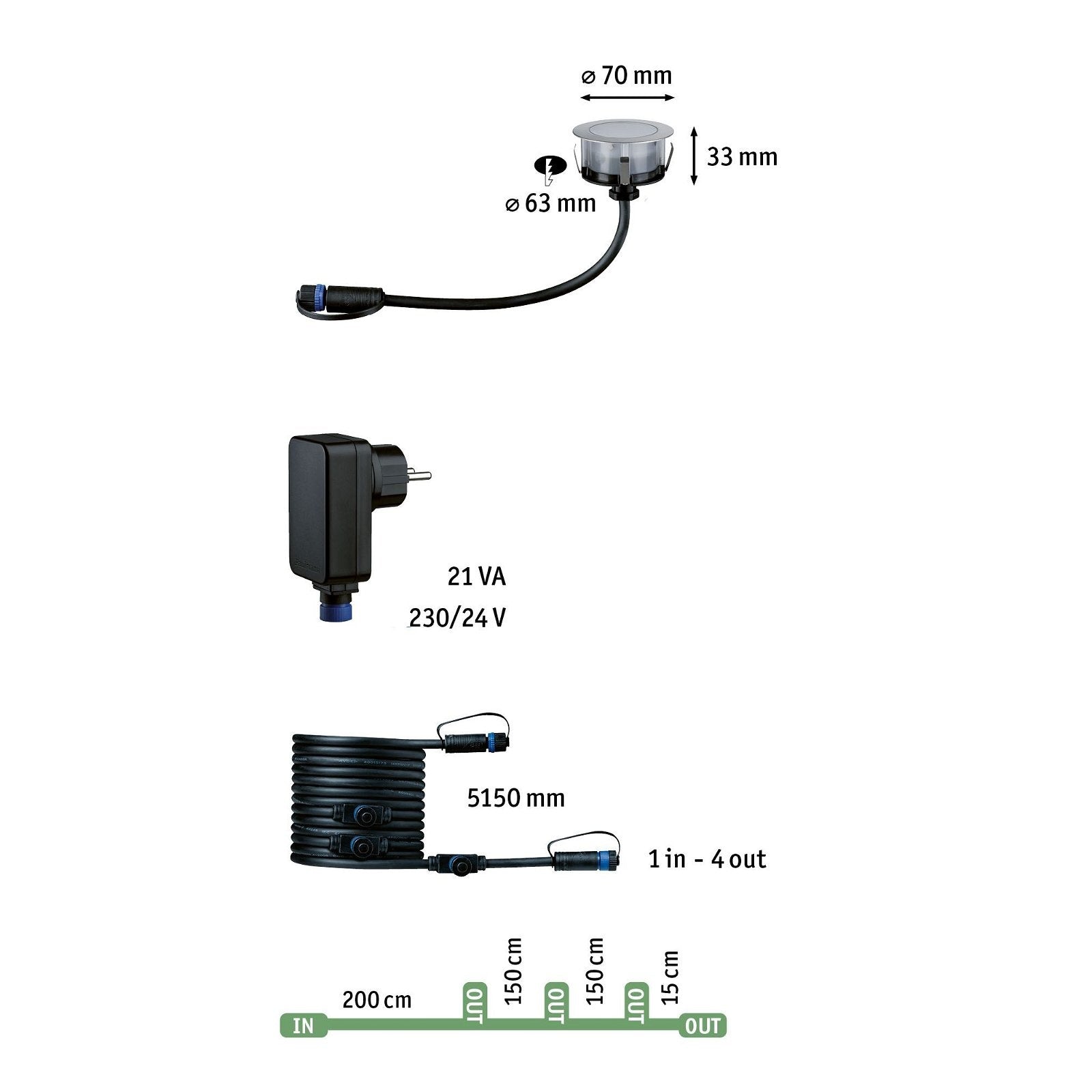  Plug & Shine LED Bodeneinbauleuchte Floor 3er-Set 