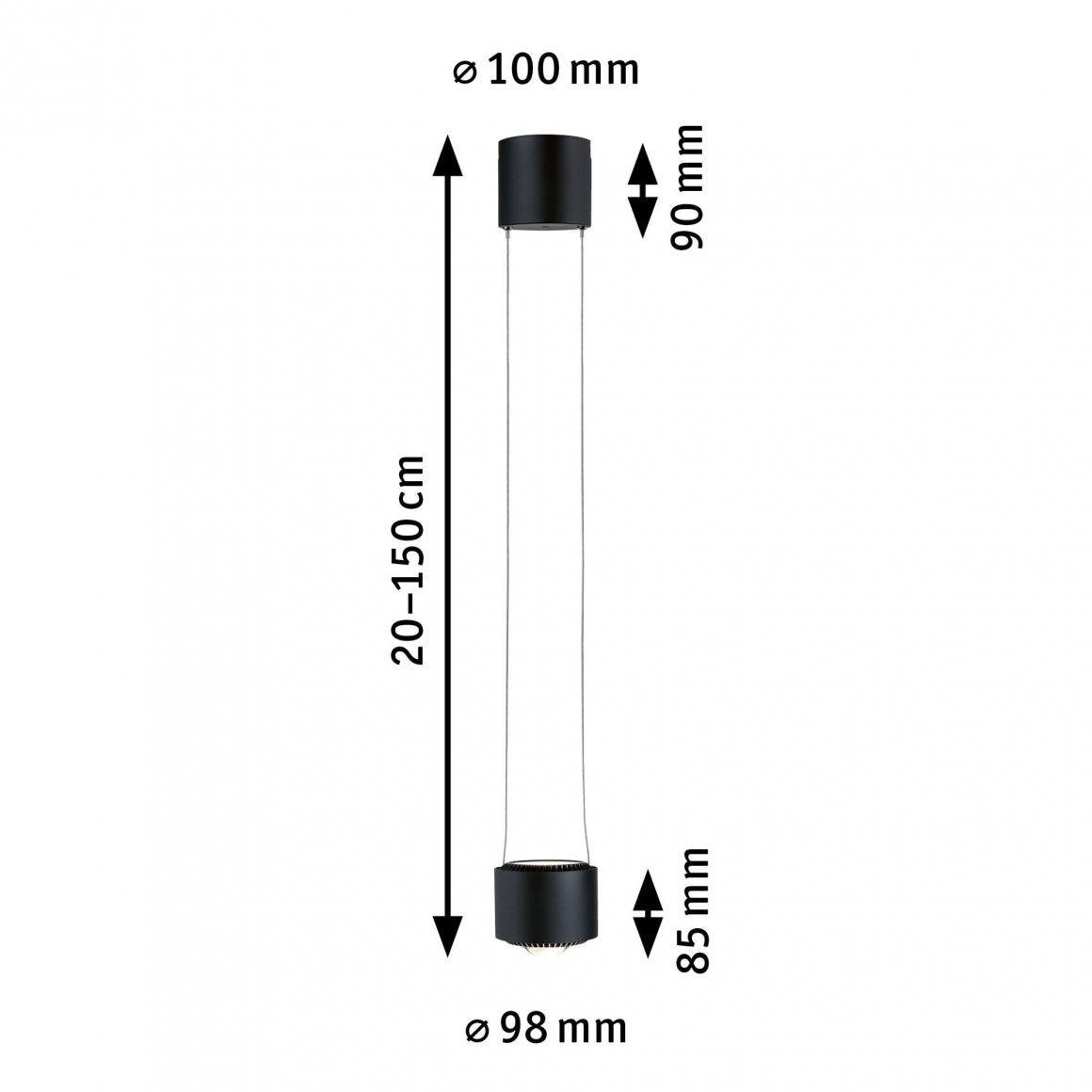  URail LED Pendel Aldan  930lm / 530lm 8,5 / 1x4,5W 4000K dimmbar 230V Schwarz matt/Schwarz