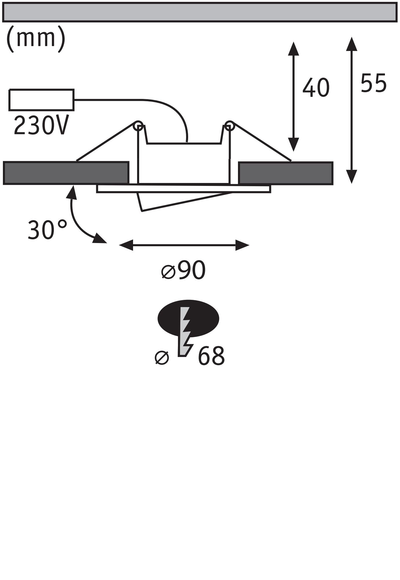 LED Einbauleuchte Calla  Basisset schwenkbar IP65 rund 90mm 30° 10x6W 10x530lm 230V 4000K Chrom matt