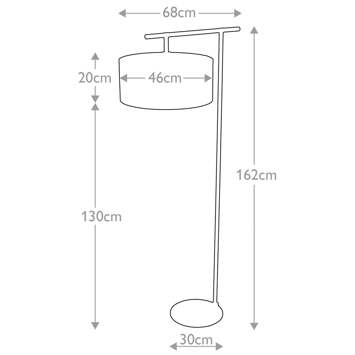 Balance 1-flammige Stehlampe - Schwarz/Poliertes Messing mit schwarzem Schirm