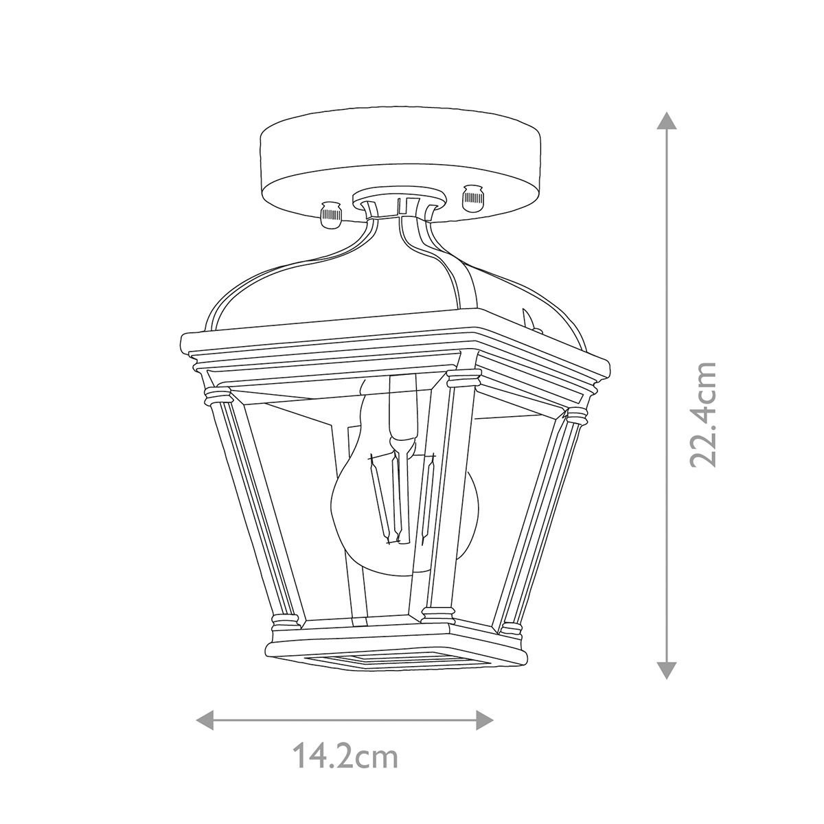 Bayview Verandalaterne mit 1 Licht, Schwarz