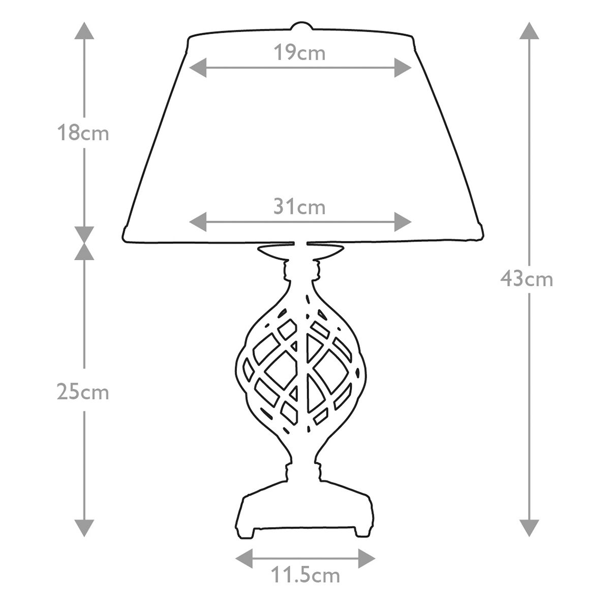 Tischlampe Belfry mit 1 Licht, Schwarz mit elfenbeinfarbenem Schirm