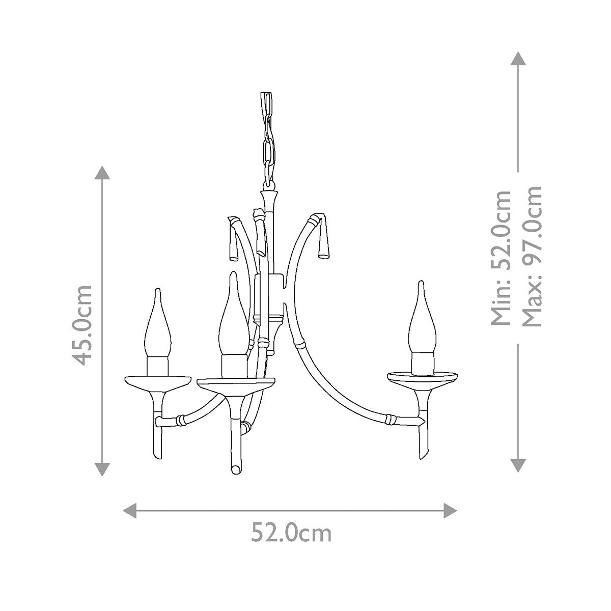 Brightwell Kronleuchter mit 3 Lichtern, poliertes Nickel