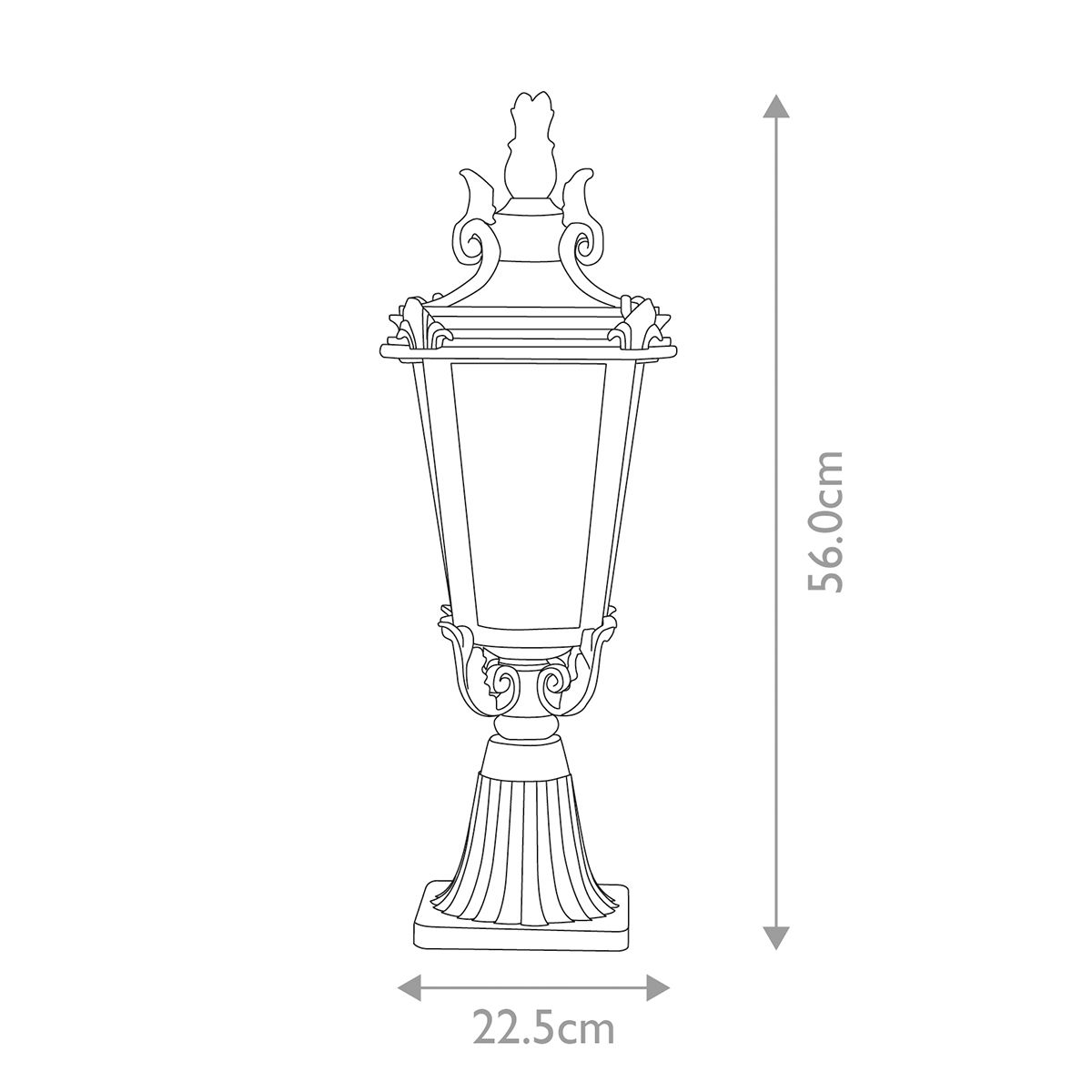 Baltimore 1-flammige mittelgroße Laterne mit Sockel, verwitterte Bronze