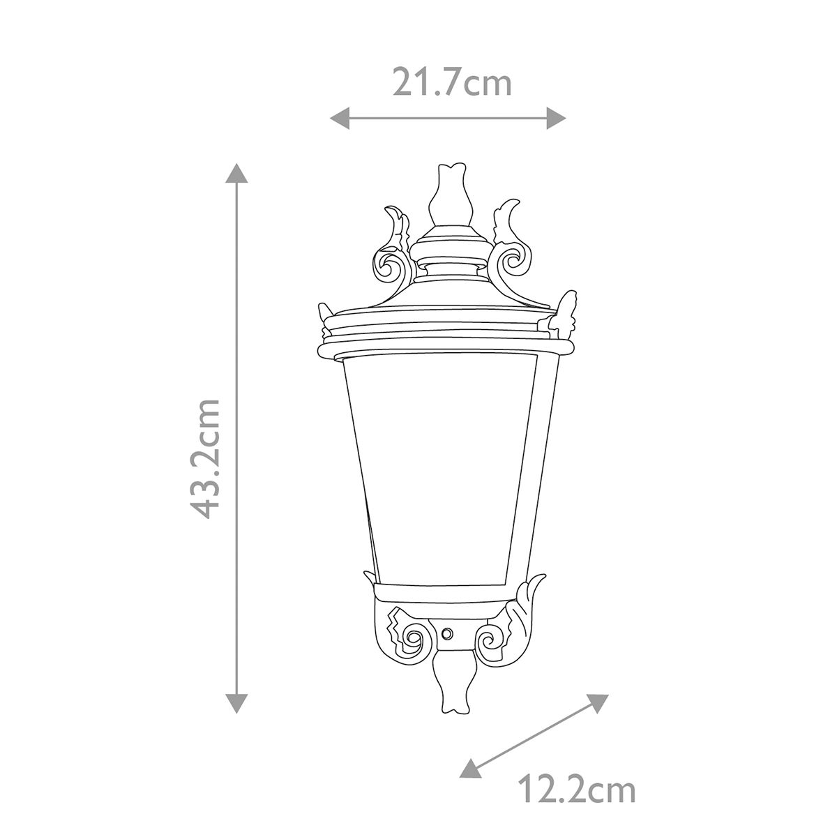 Baltimore 1-flammige, mittelgroße Halblaterne, verwitterte Bronze