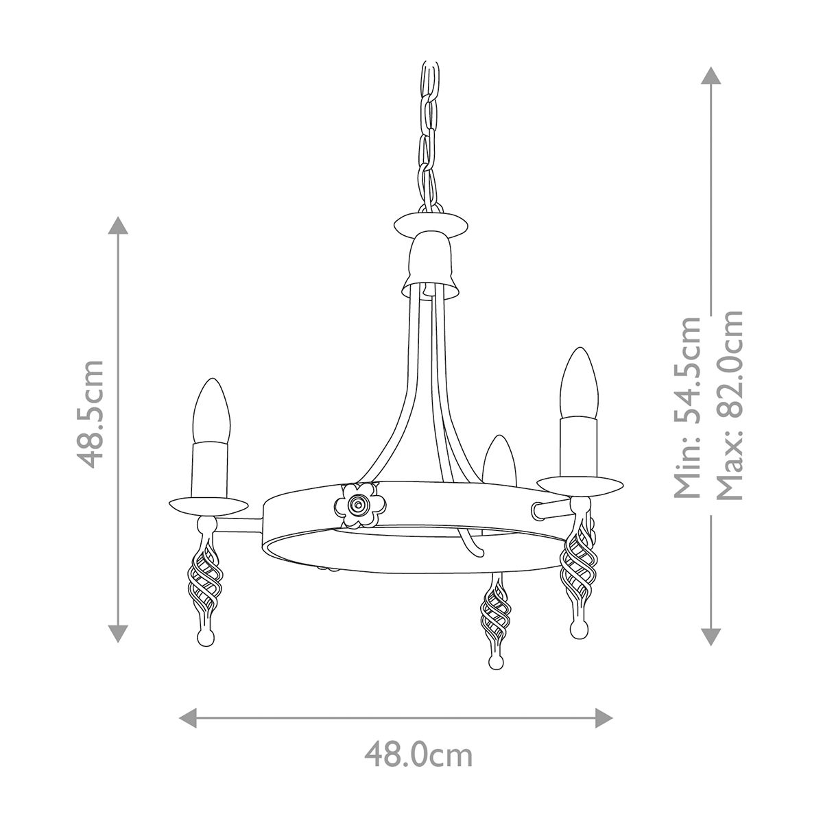 Belfry Kronleuchter mit 3 Lichtern, Schwarz