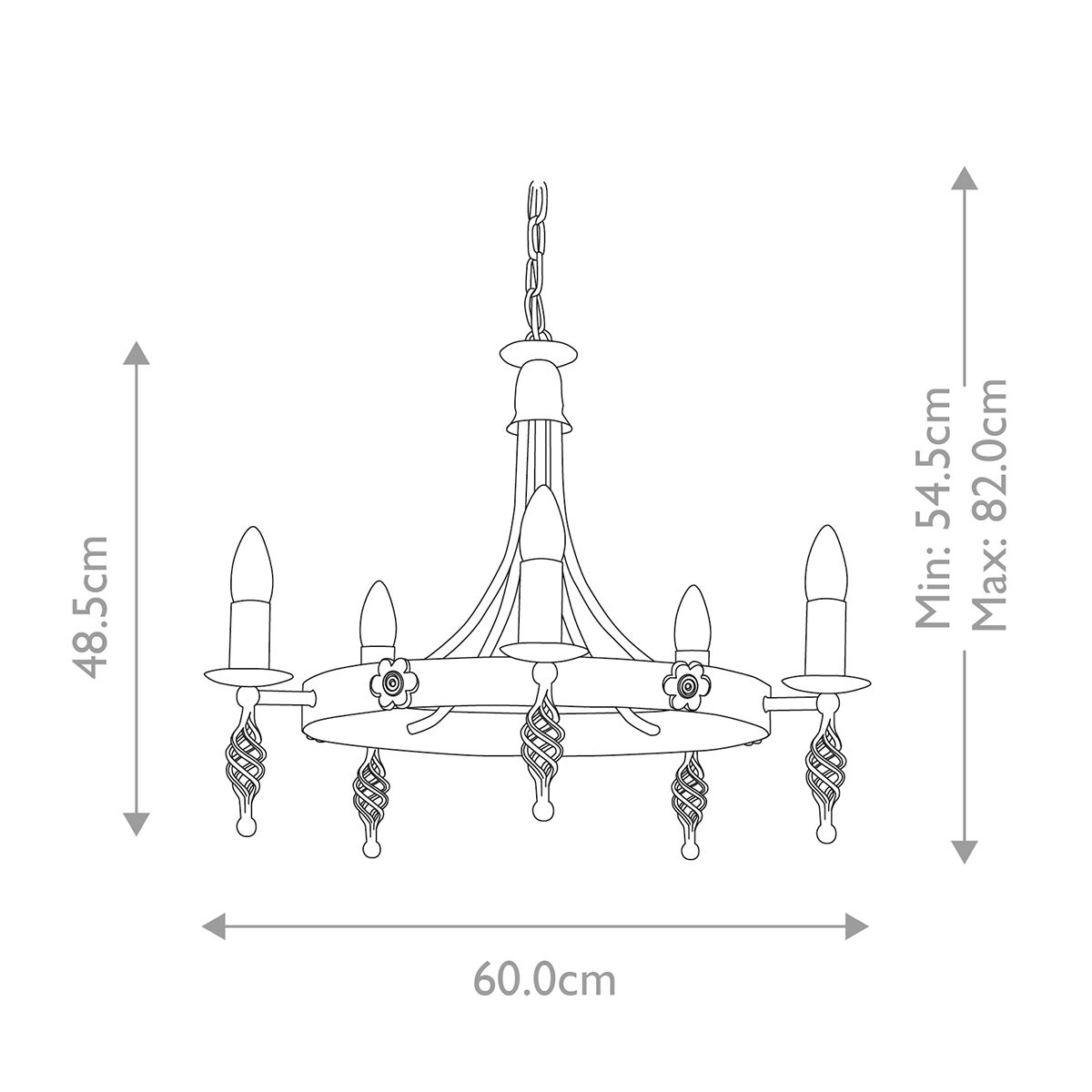 Belfry Kronleuchter mit 5 Lichtern, Schwarz