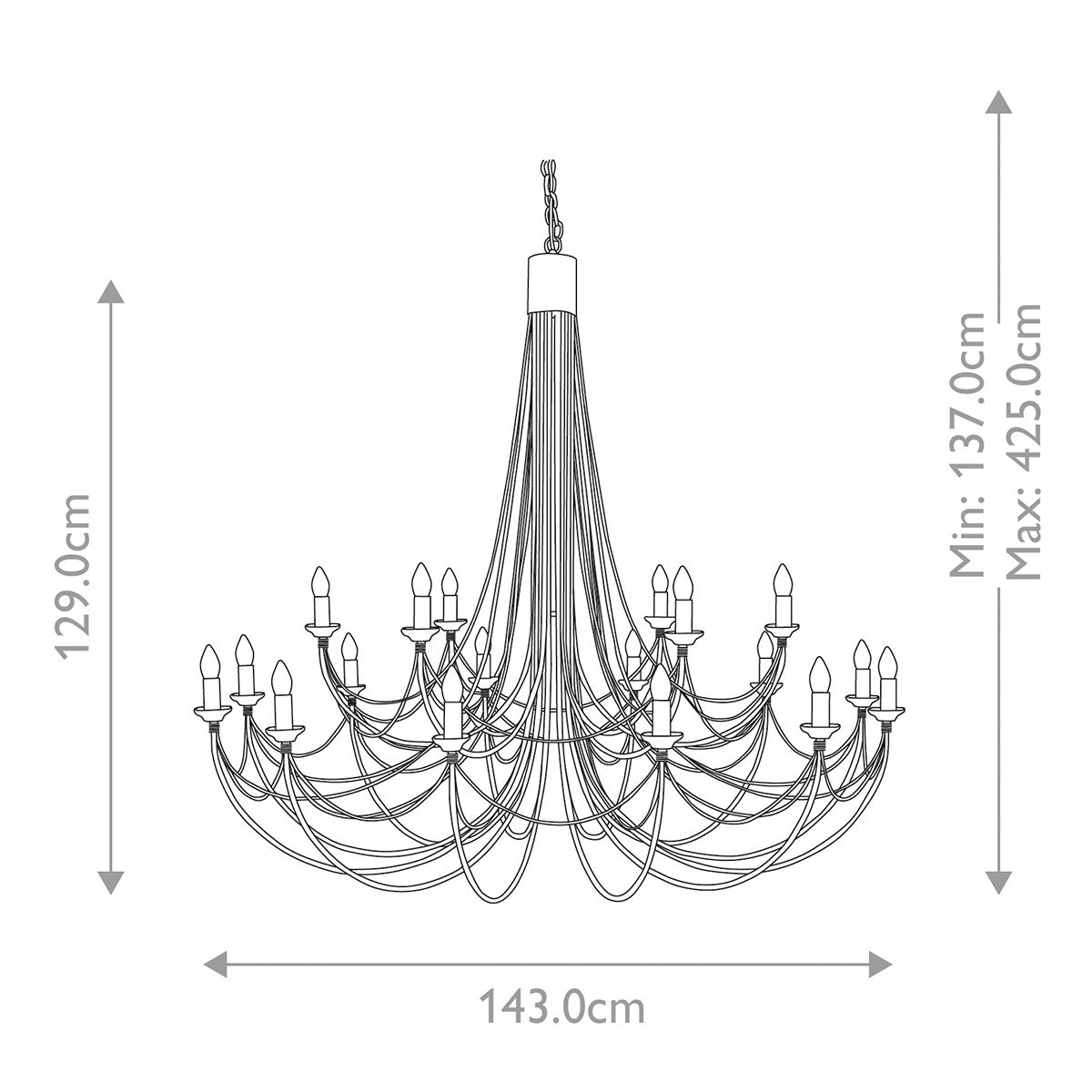 Kronleuchter Carisbrooke, 18 Lichter, Schwarz