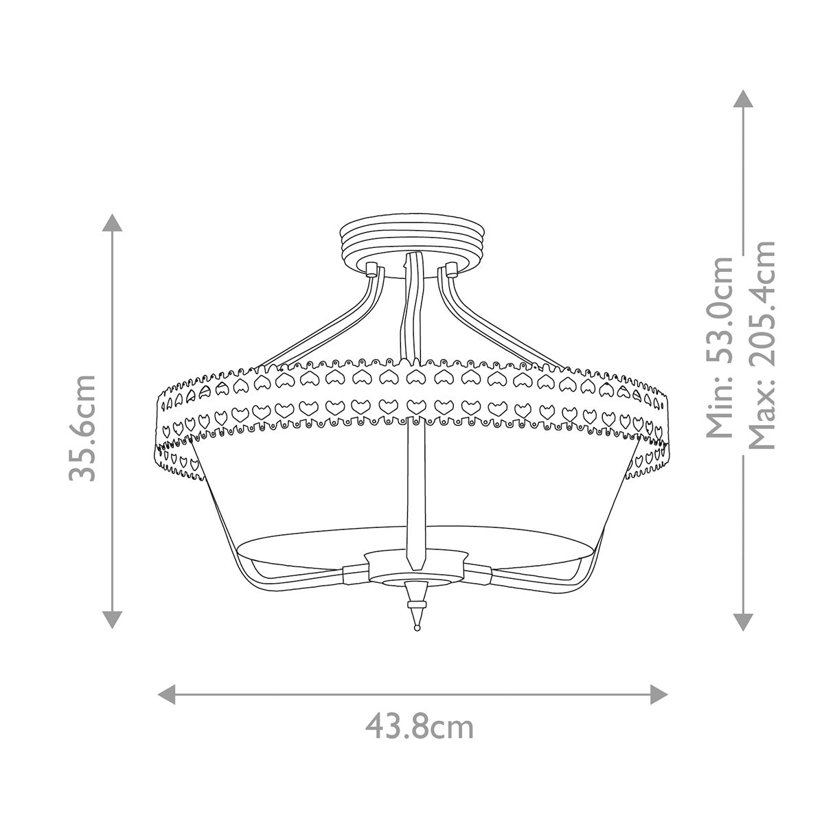 Crown 3-flammige Pendelleuchte/Halbdeckenleuchte - Iron Gate