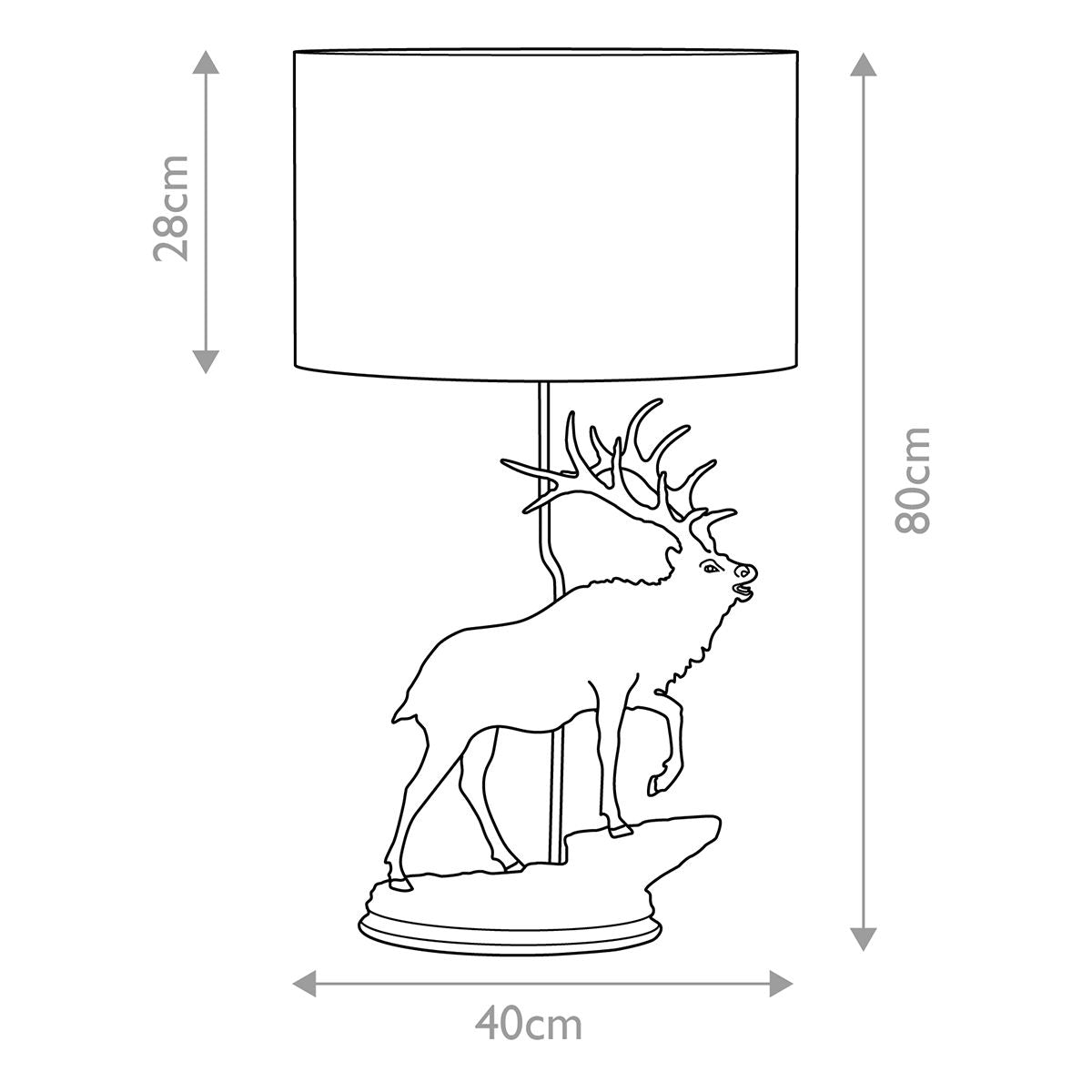 Angus 1-flammige Tischlampe mit ovalem Schirm, Bronzepatina mit natürlichem Schirm