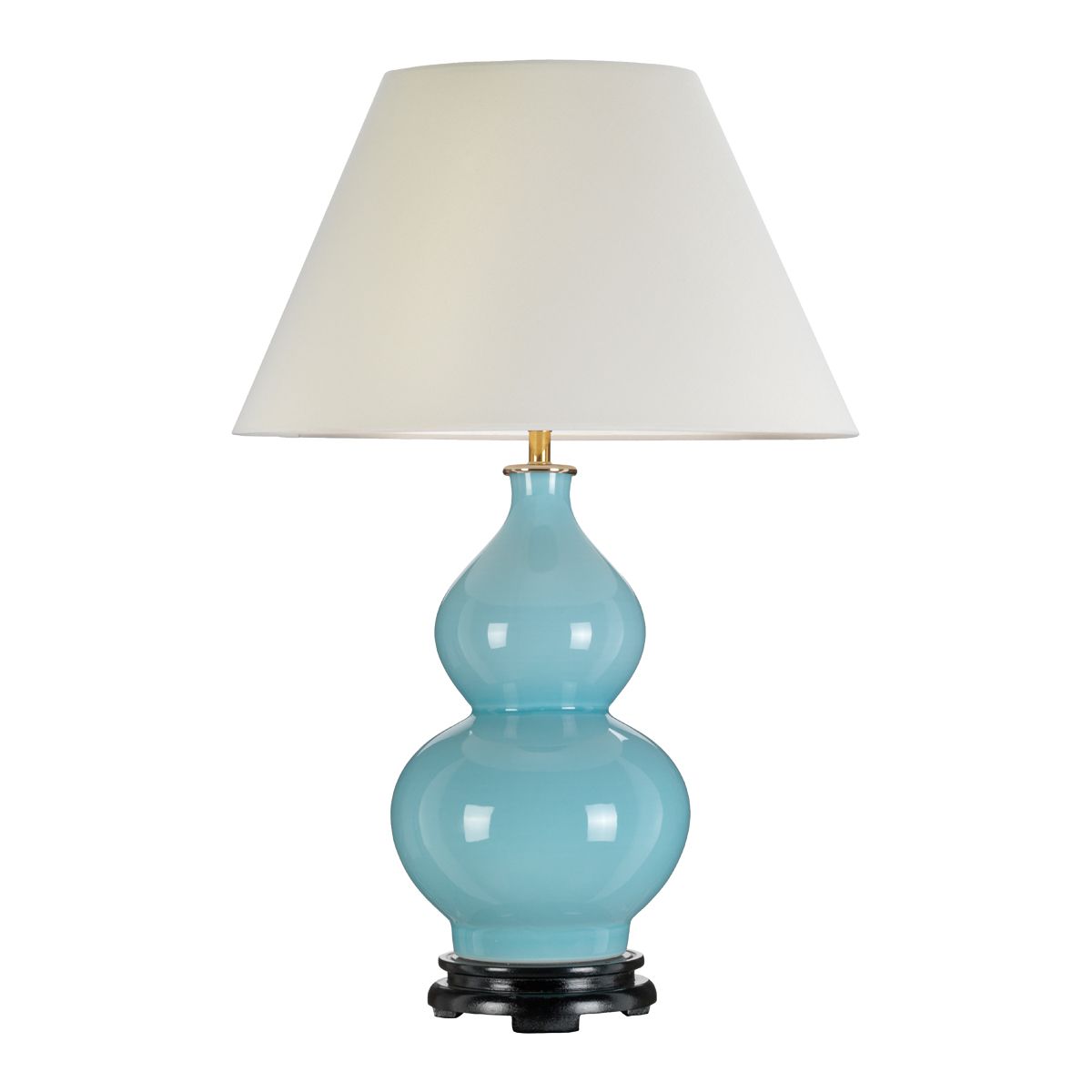 Harbin Gourd 1-flammige Tischlampe mit hohem Empire-Design – Entenblau mit cremefarbenem Schirm