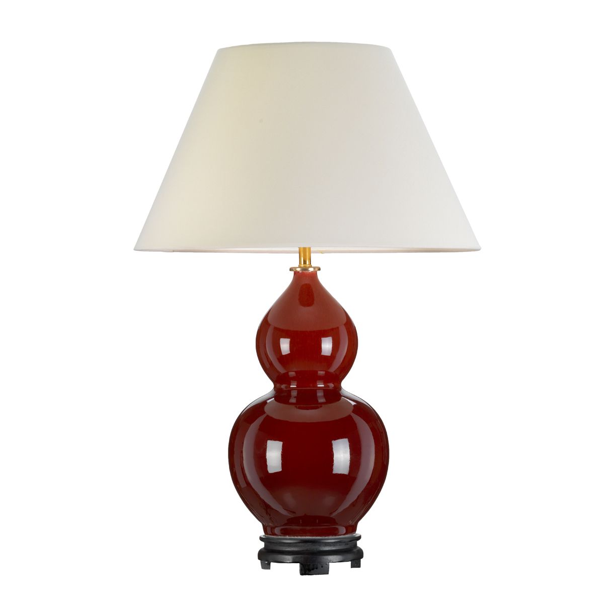 Harbin Gourd 1-flammige Tischlampe mit hohem Empire-Design – Ochsenblut mit cremefarbenem Schirm