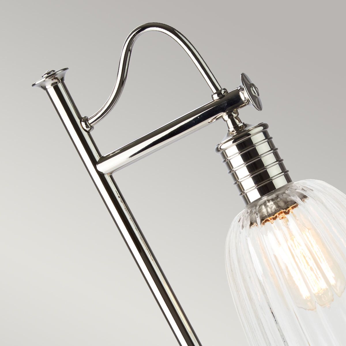 Tischlampe „Douille“ mit 1 Licht, poliertes Nickel, klarer Schirm