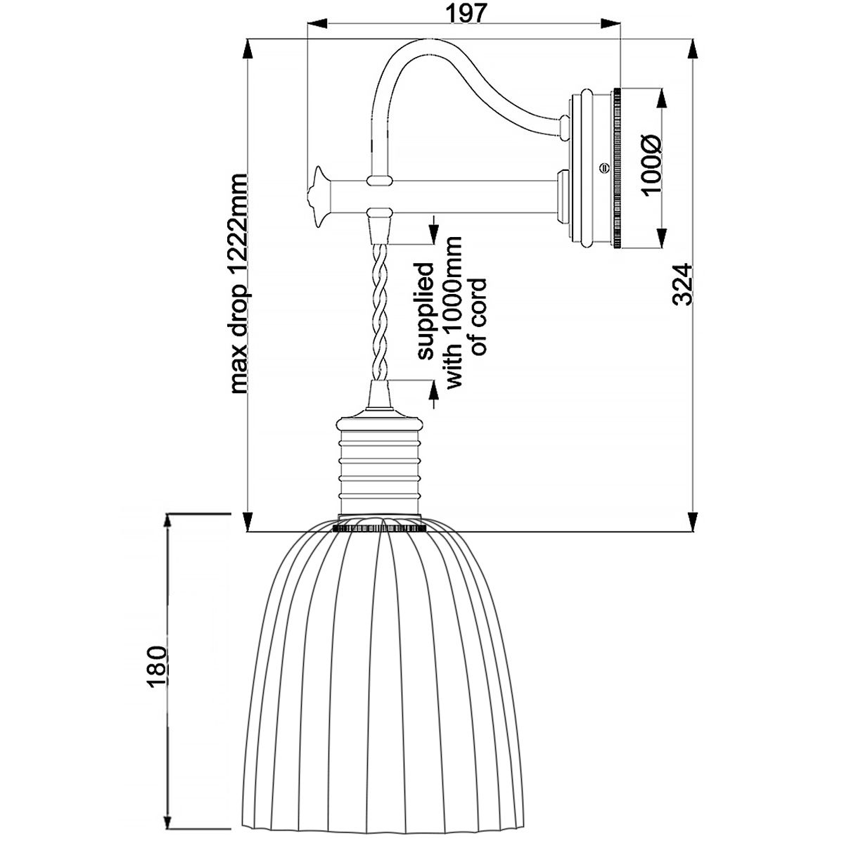 Douille 1-flammige Wandleuchte - Gealtertes Messing