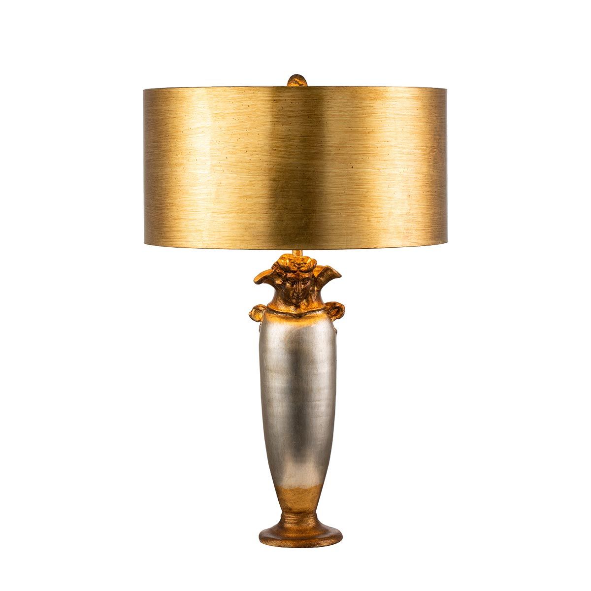 Tischlampe Bienville mit 1 Licht, Silber/Gold und Braun mit vergoldetem Goldschirm